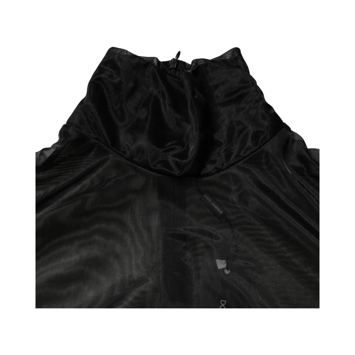 Black Sheer Long Sleeves Turtleneck Top