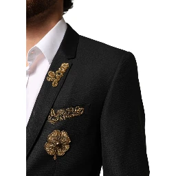 Black Embellished Single Breasted 2 Pc Suit