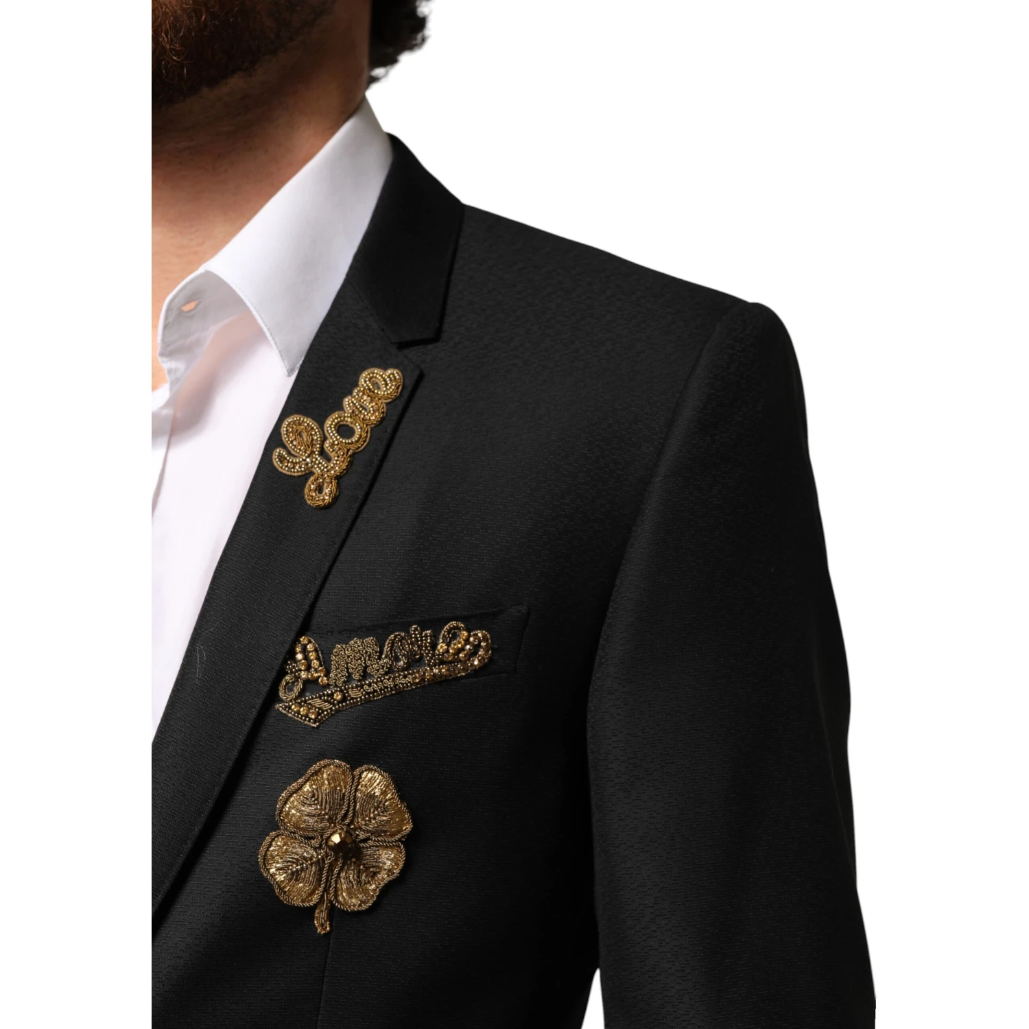 Black Embellished Single Breasted 2 Pc Suit