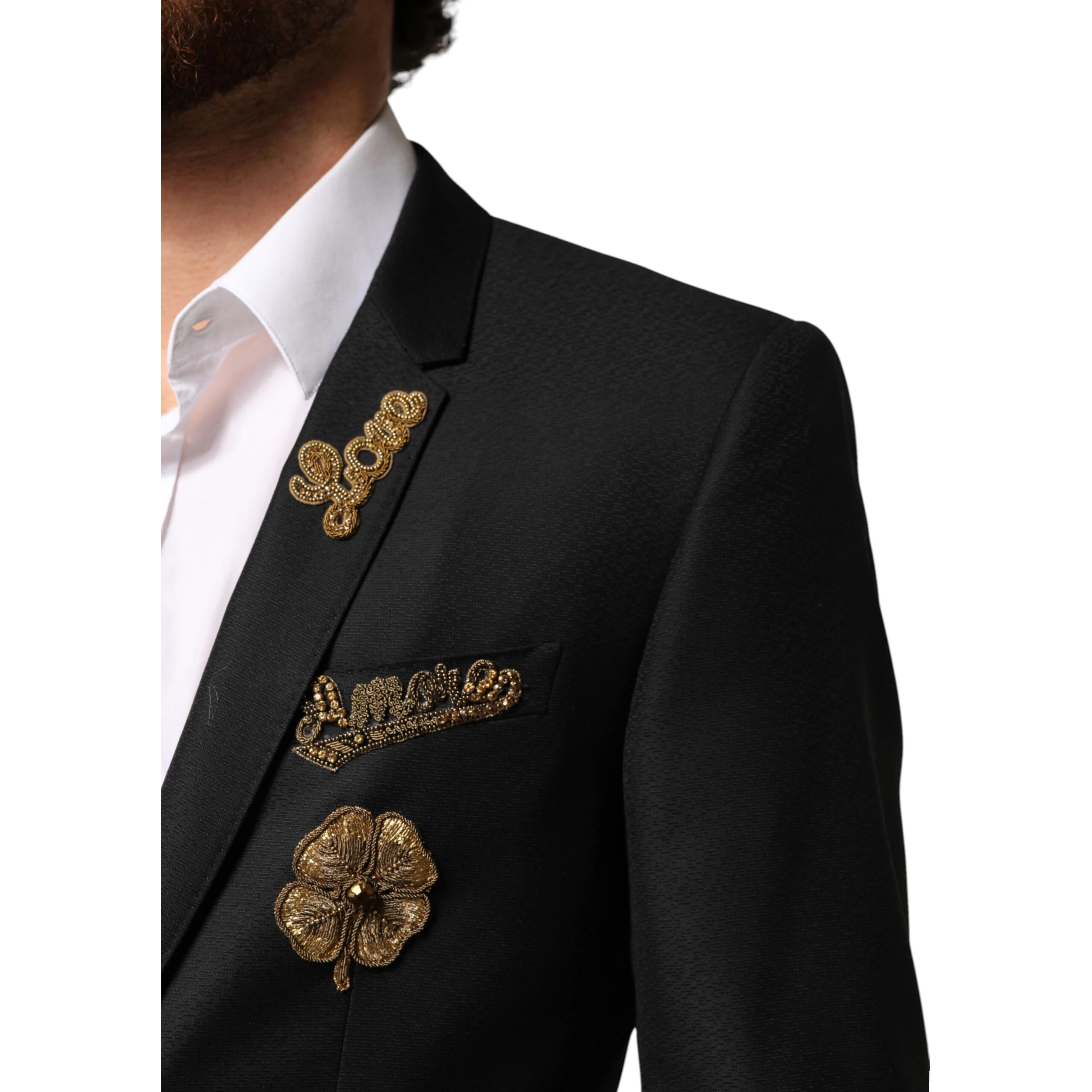 Black Embellished Single Breasted 2 Pc Suit