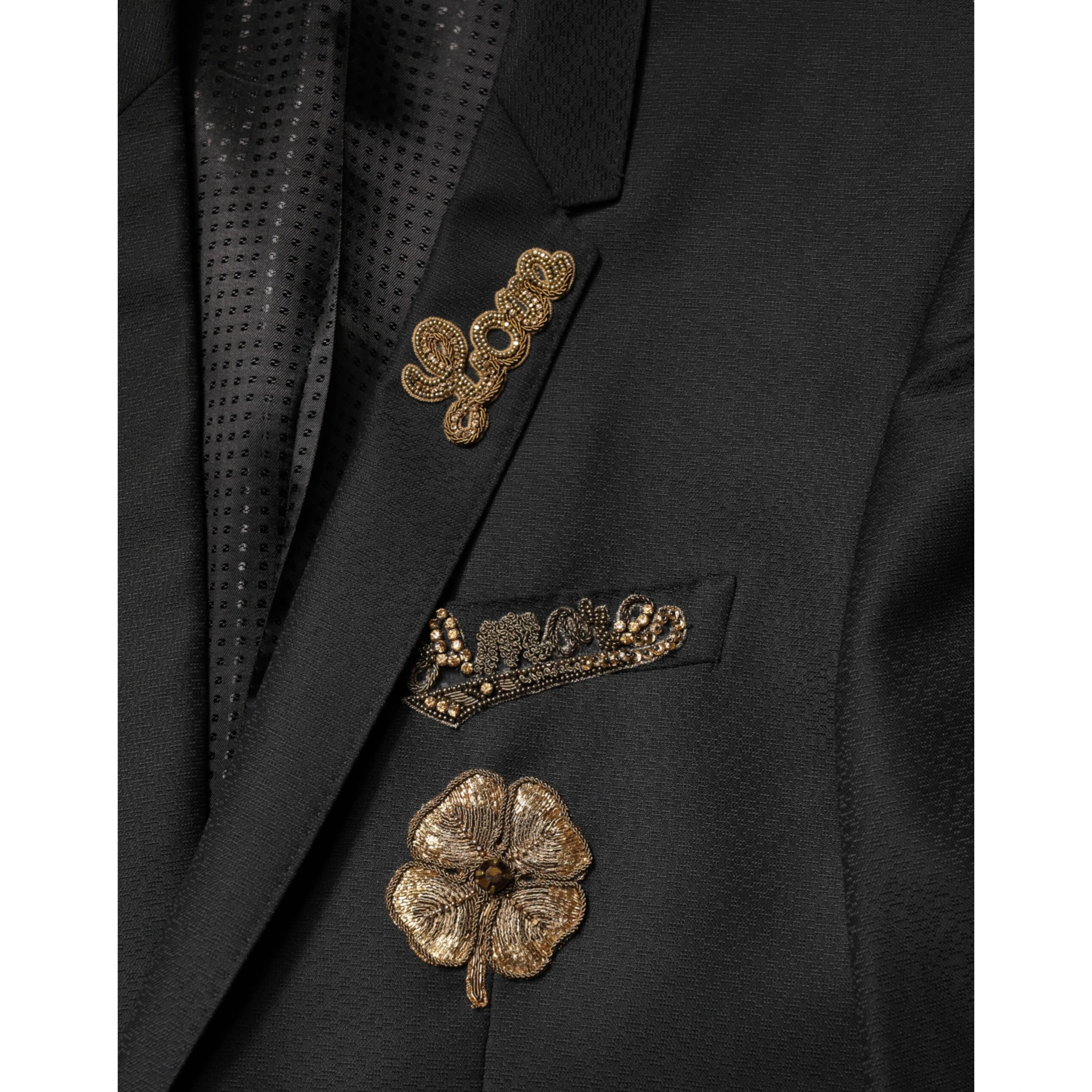 Black Embellished Single Breasted 2 Pc Suit