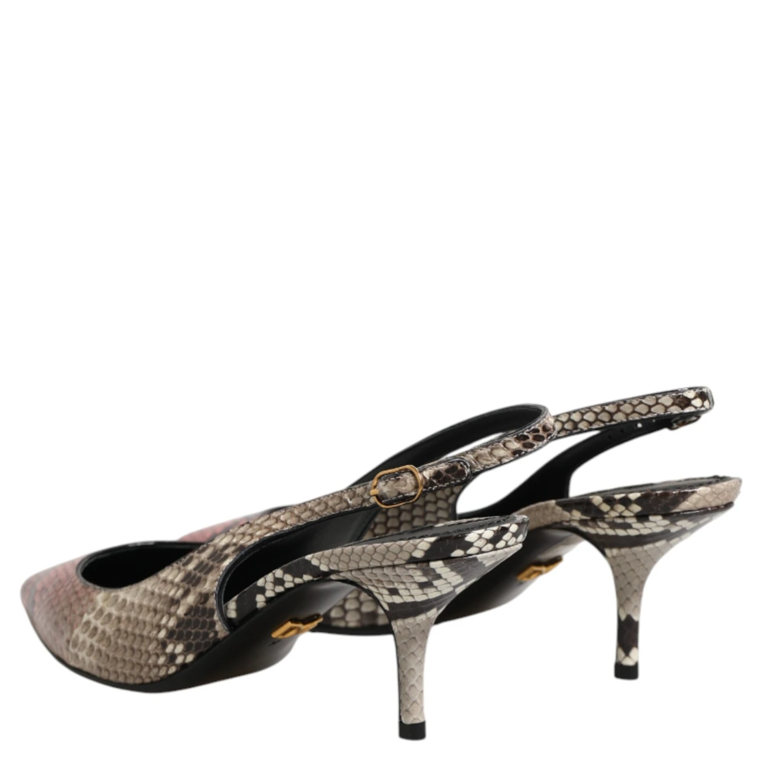 Multicolor Leather Heels Slingback Shoes