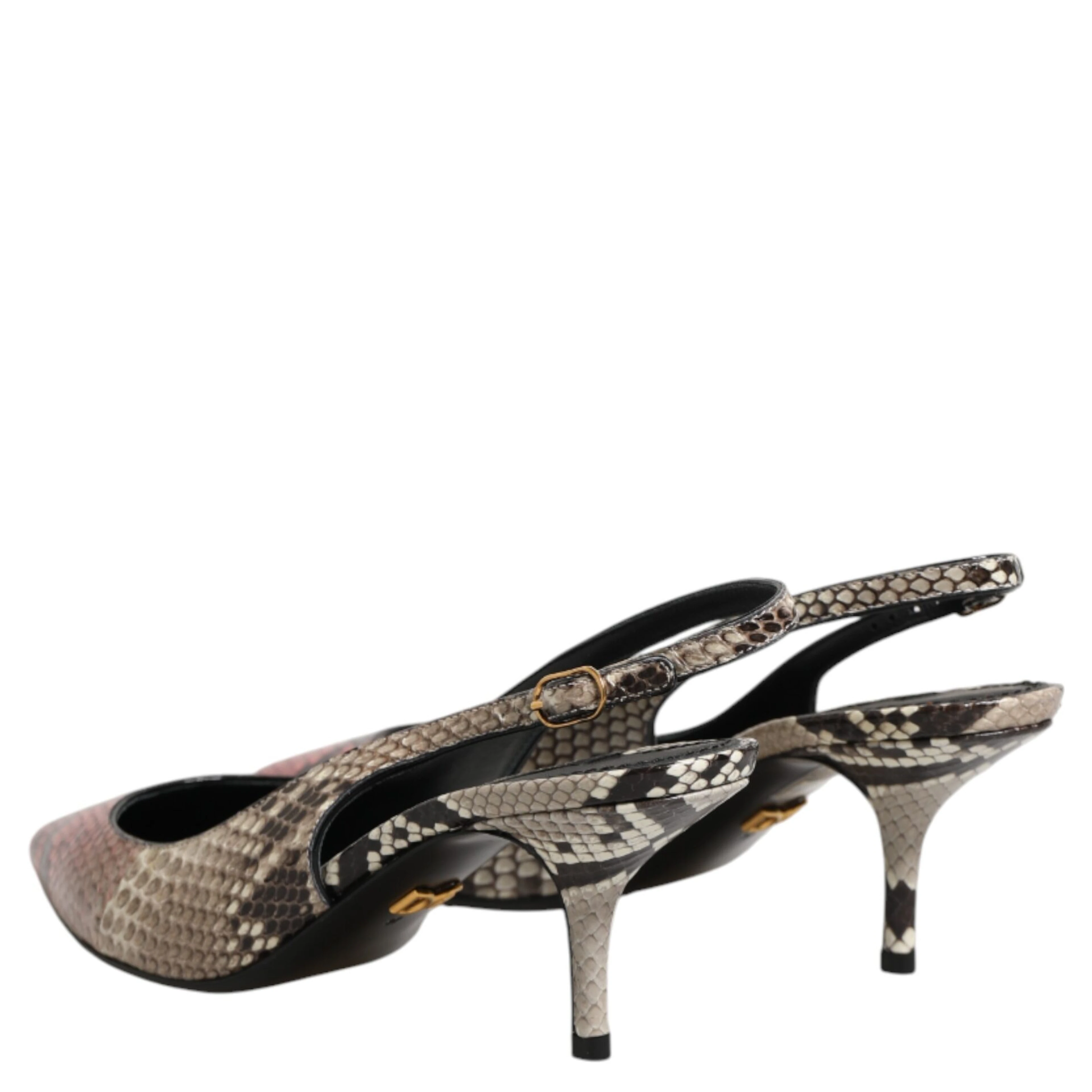 Multicolor Leather Heels Slingback Shoes