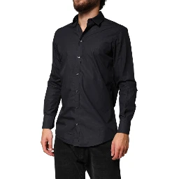 Black Cotton Long Sleeves Dress Formal Shirt