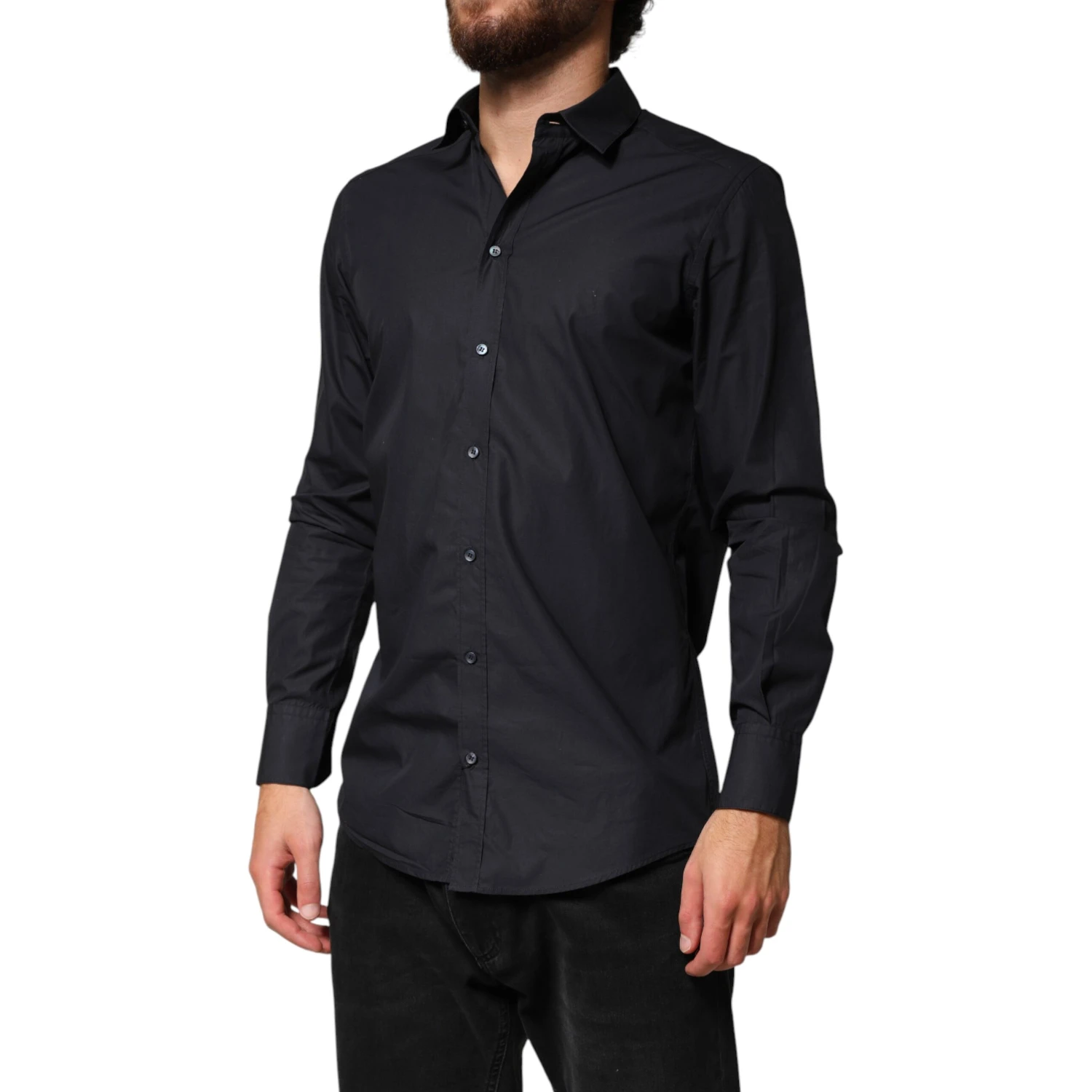 Black Cotton Long Sleeves Dress Formal Shirt