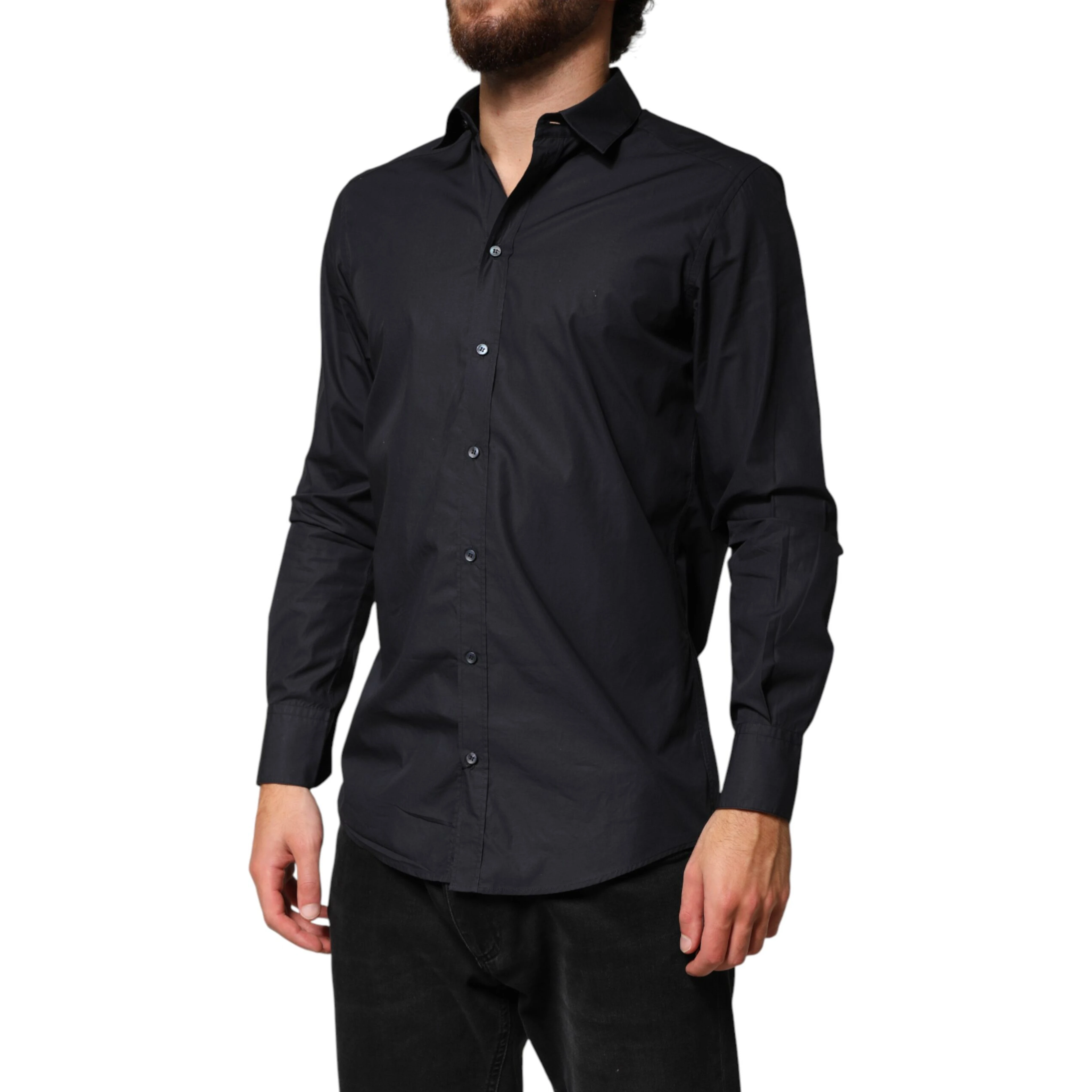 Black Cotton Long Sleeves Dress Formal Shirt