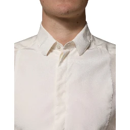 Off White Silk Men GOLD Dress Formal Shirt