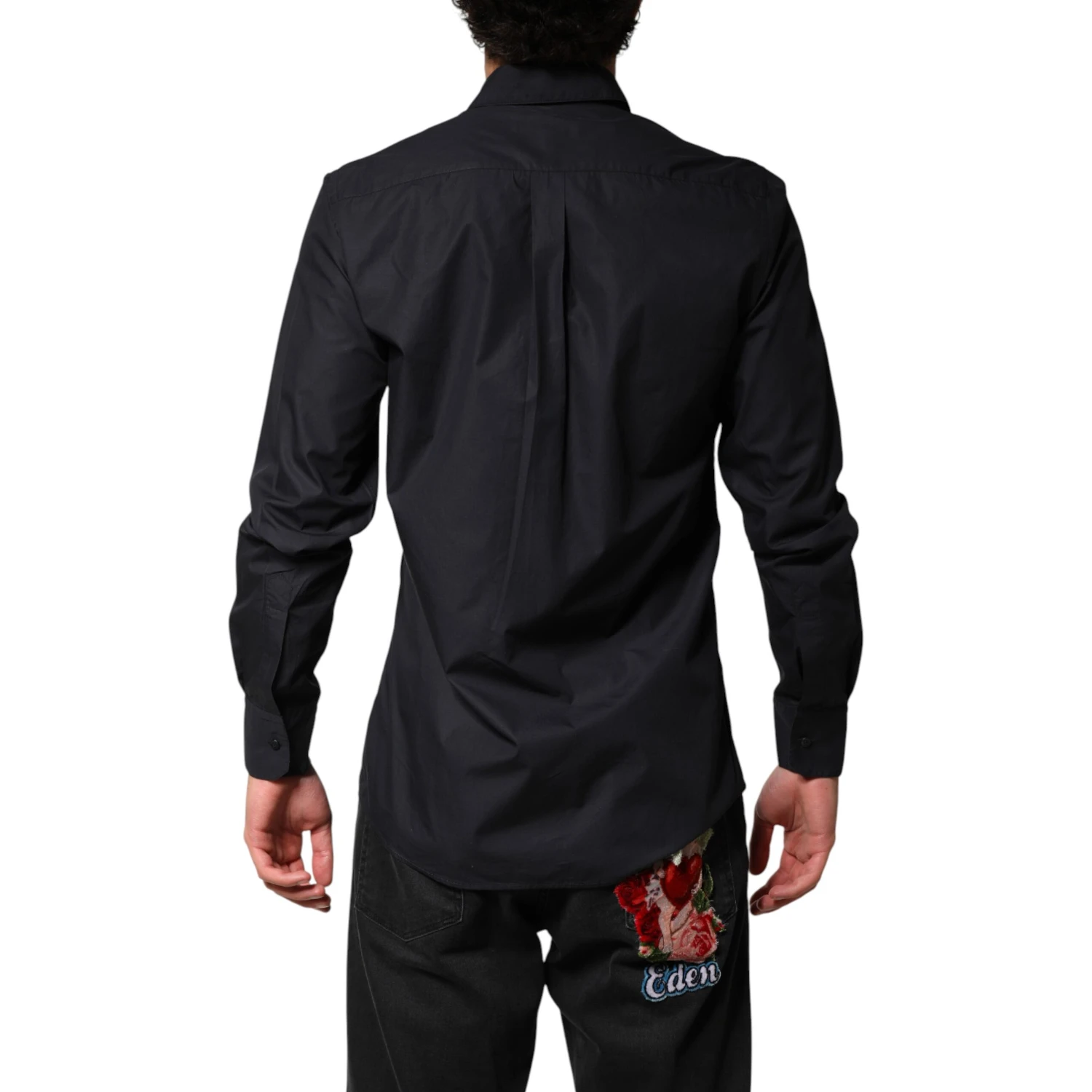 Black Cotton Long Sleeves Dress Formal Shirt