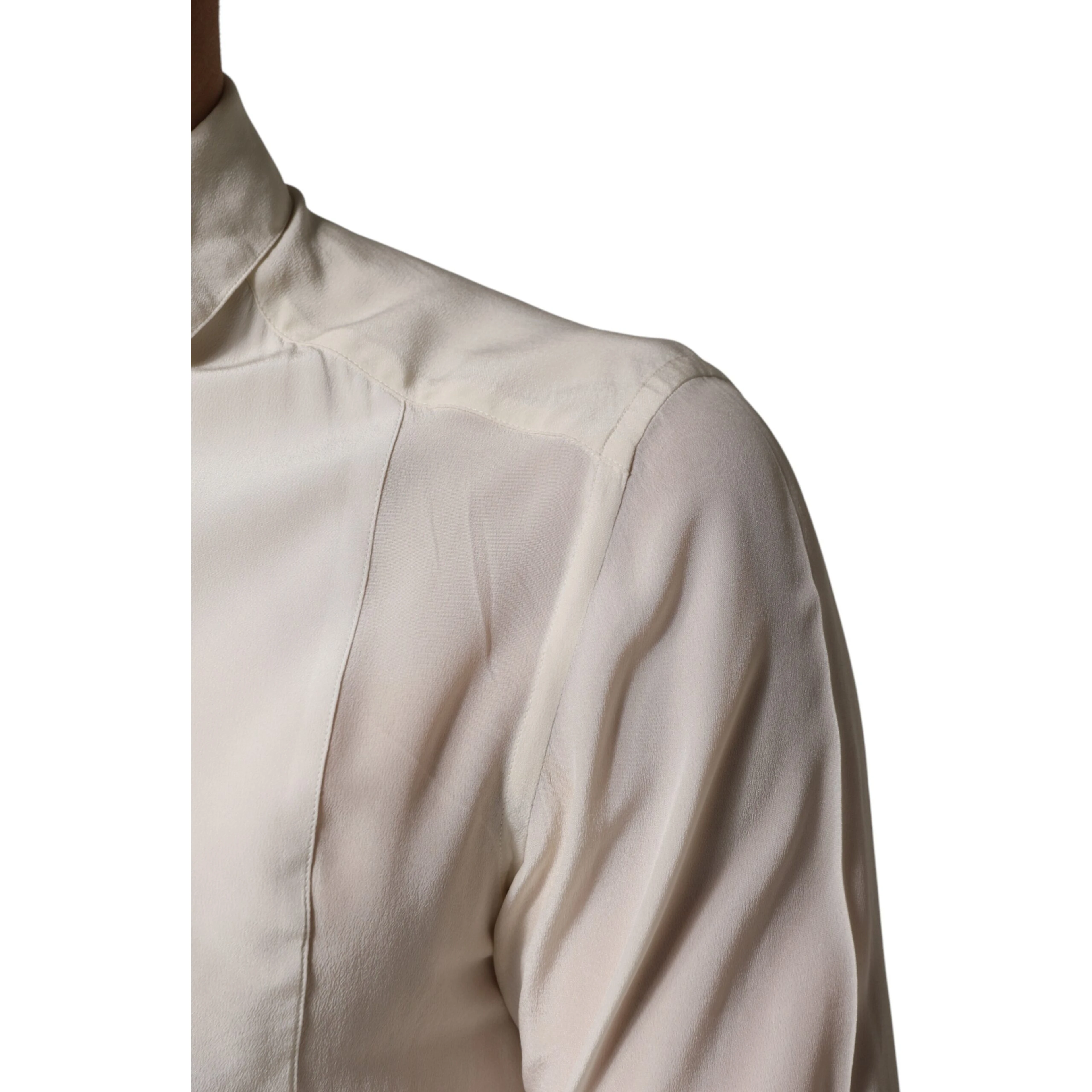 Off White Silk Men GOLD Dress Formal Shirt