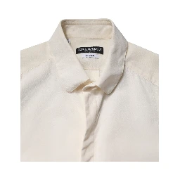 Off White Silk Men GOLD Dress Formal Shirt