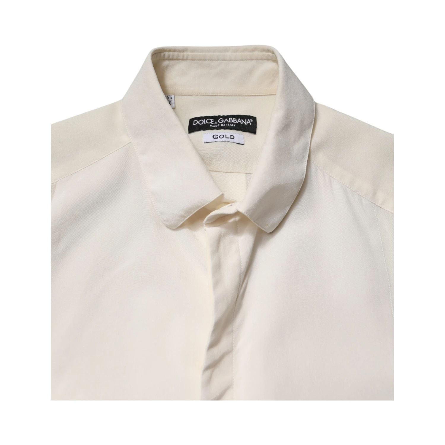 Off White Silk Men GOLD Dress Formal Shirt