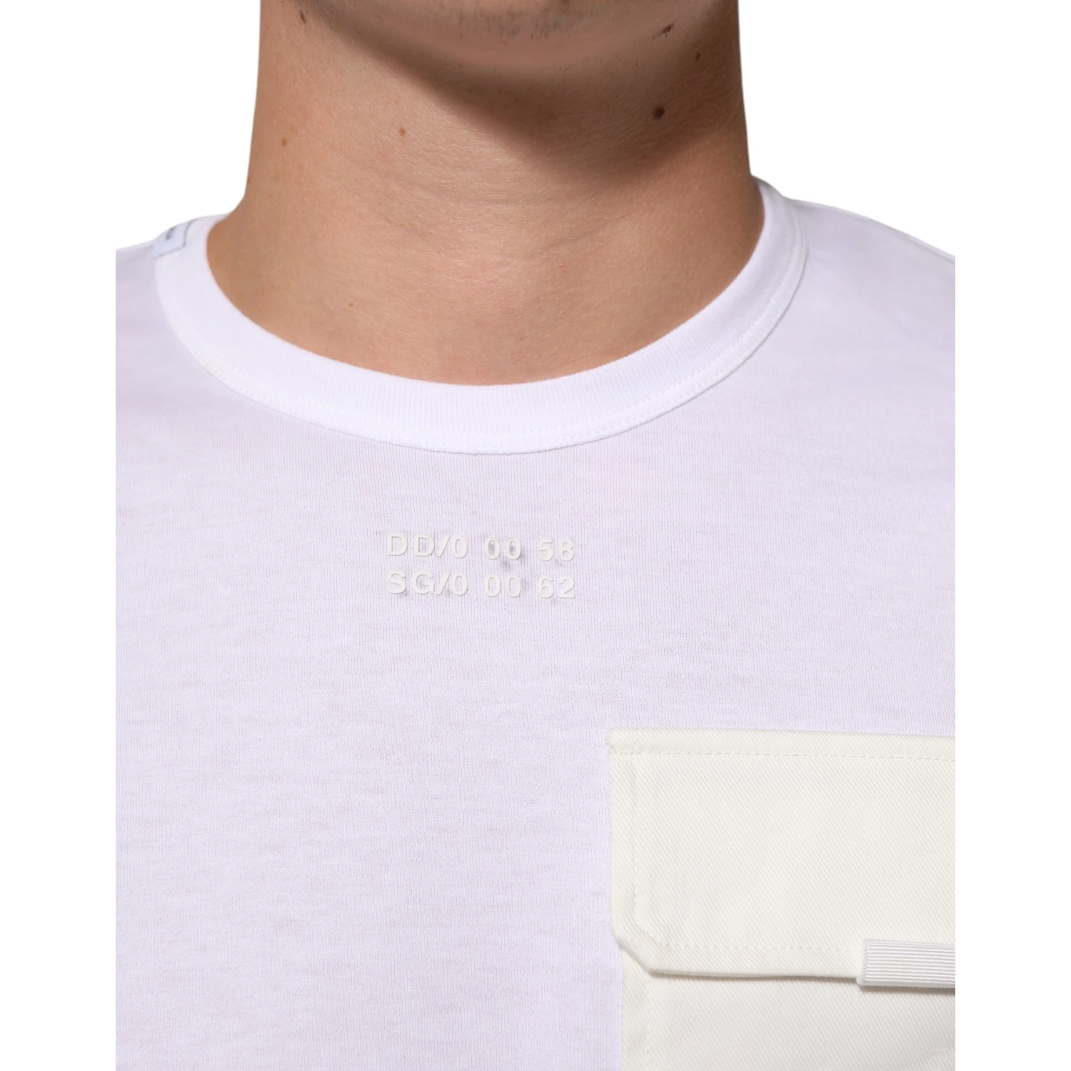 White Cotton Pocket Short Sleeves T-shirt