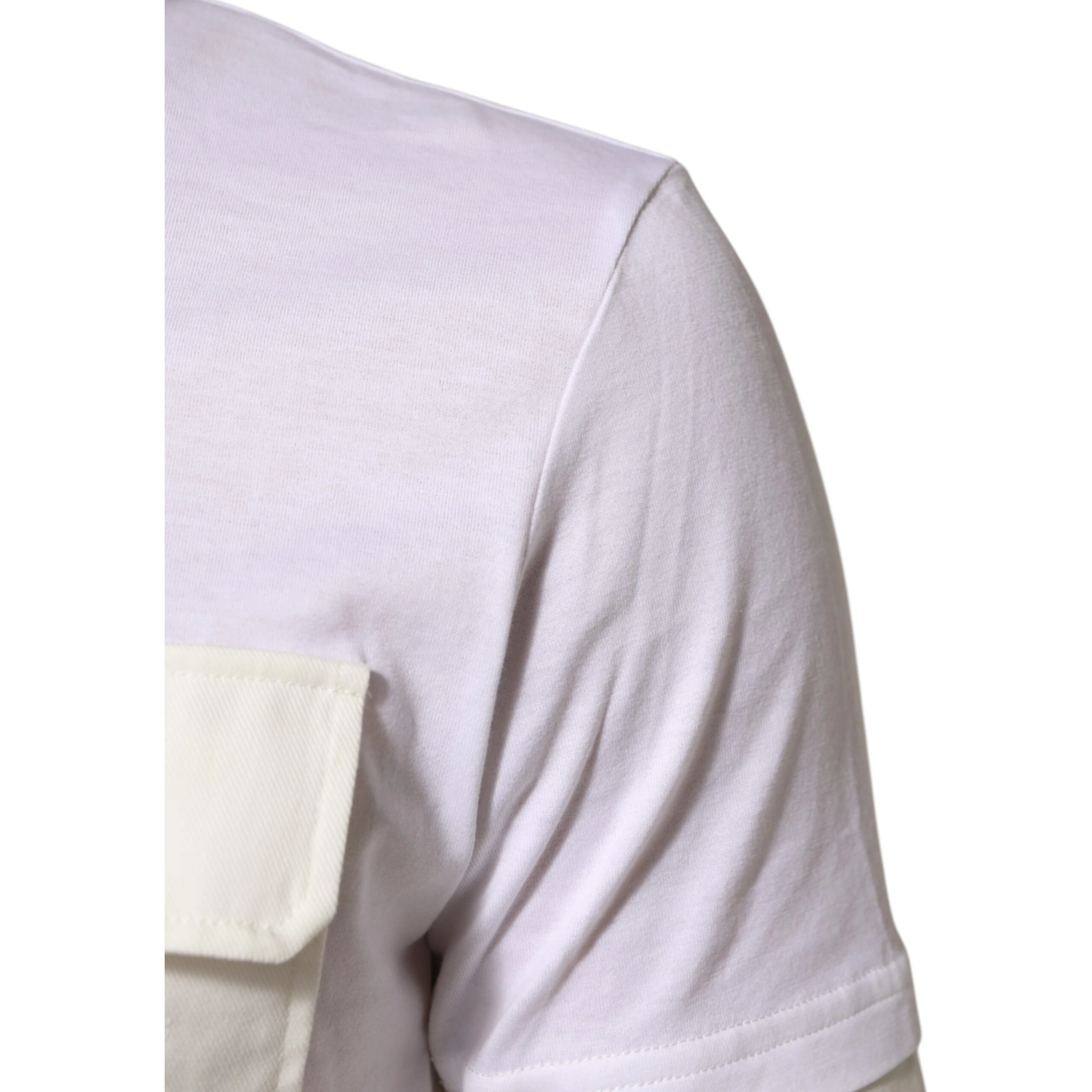White Cotton Pocket Short Sleeves T-shirt