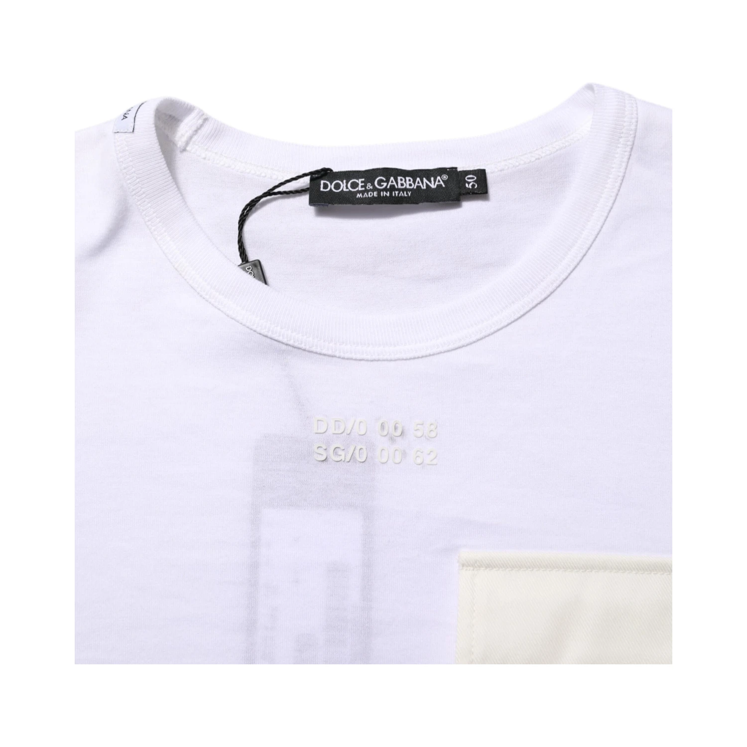 White Cotton Pocket Short Sleeves T-shirt