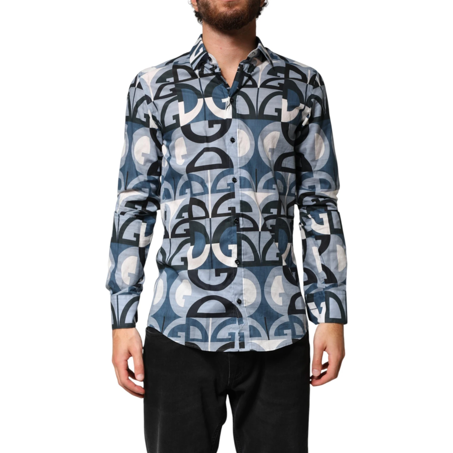Blue MARTINI Long Sleeves Casual Logo Shirt