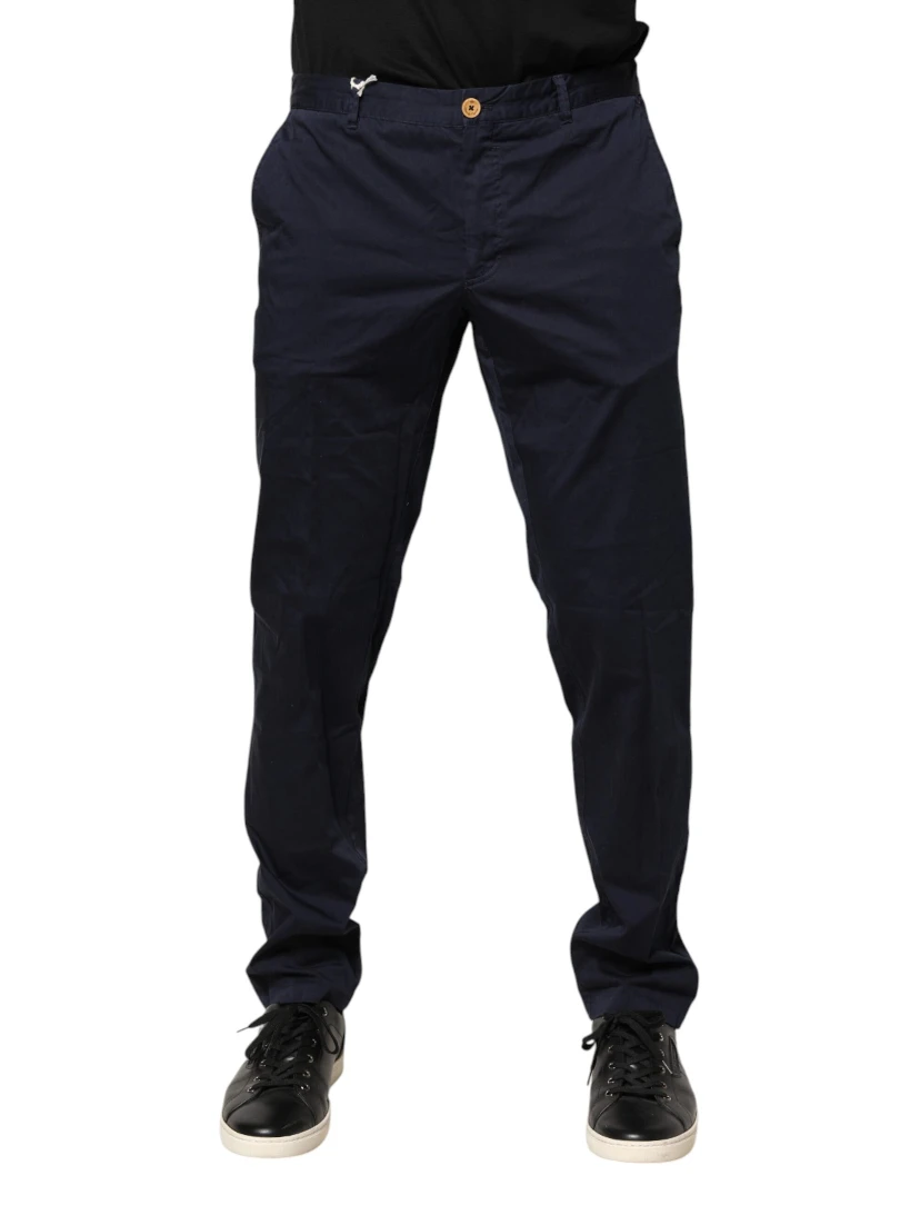 Navy Blue Skinny Chino Mid Waist Men Pants