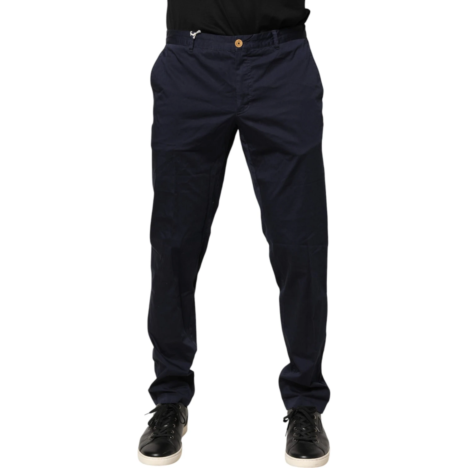Navy Blue Skinny Chino Mid Waist Men Pants