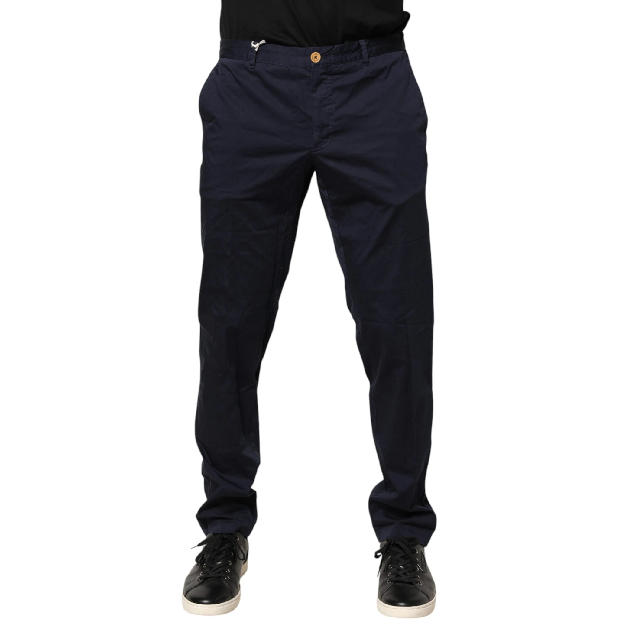 Navy Blue Skinny Chino Mid Waist Men Pants