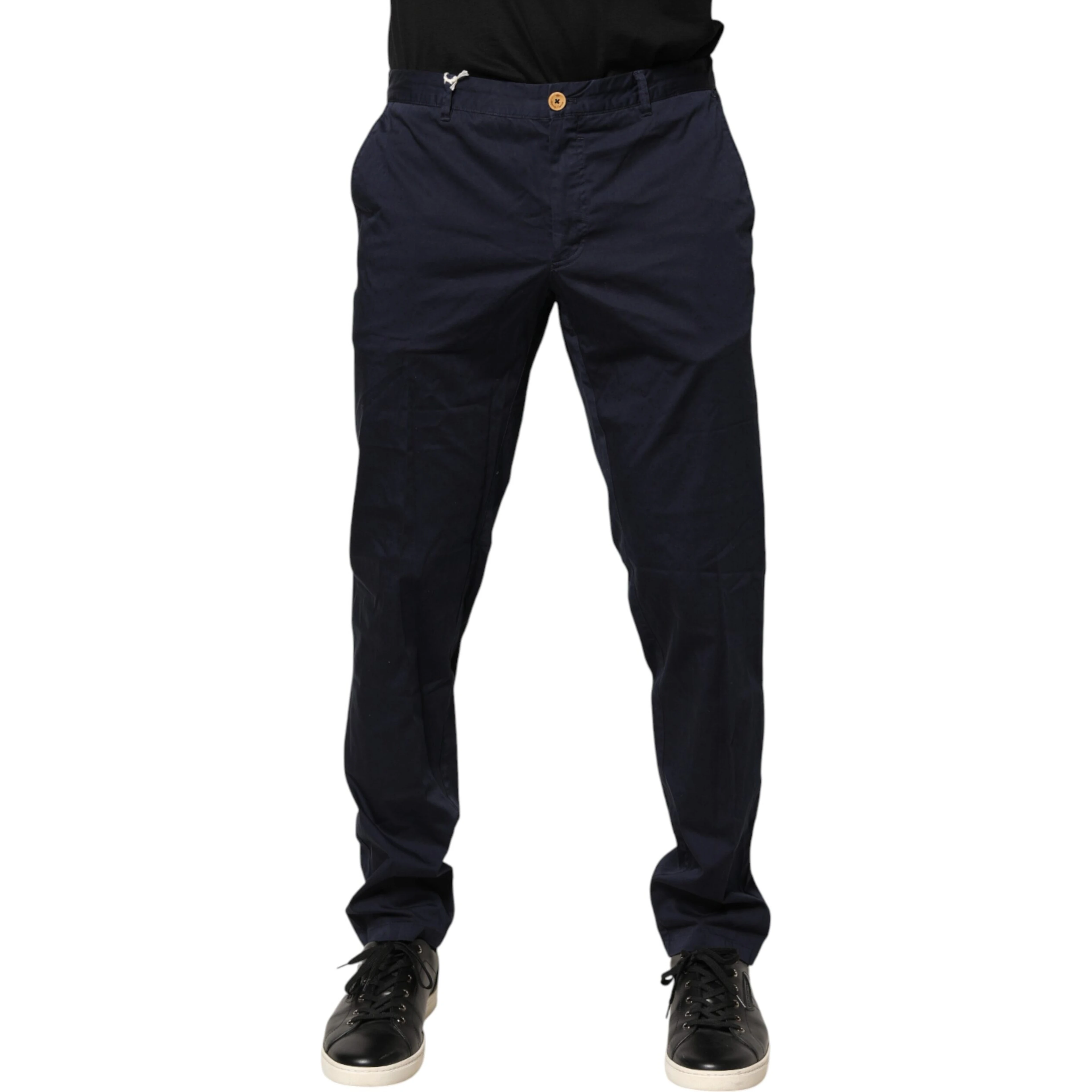 Navy Blue Skinny Chino Mid Waist Men Pants