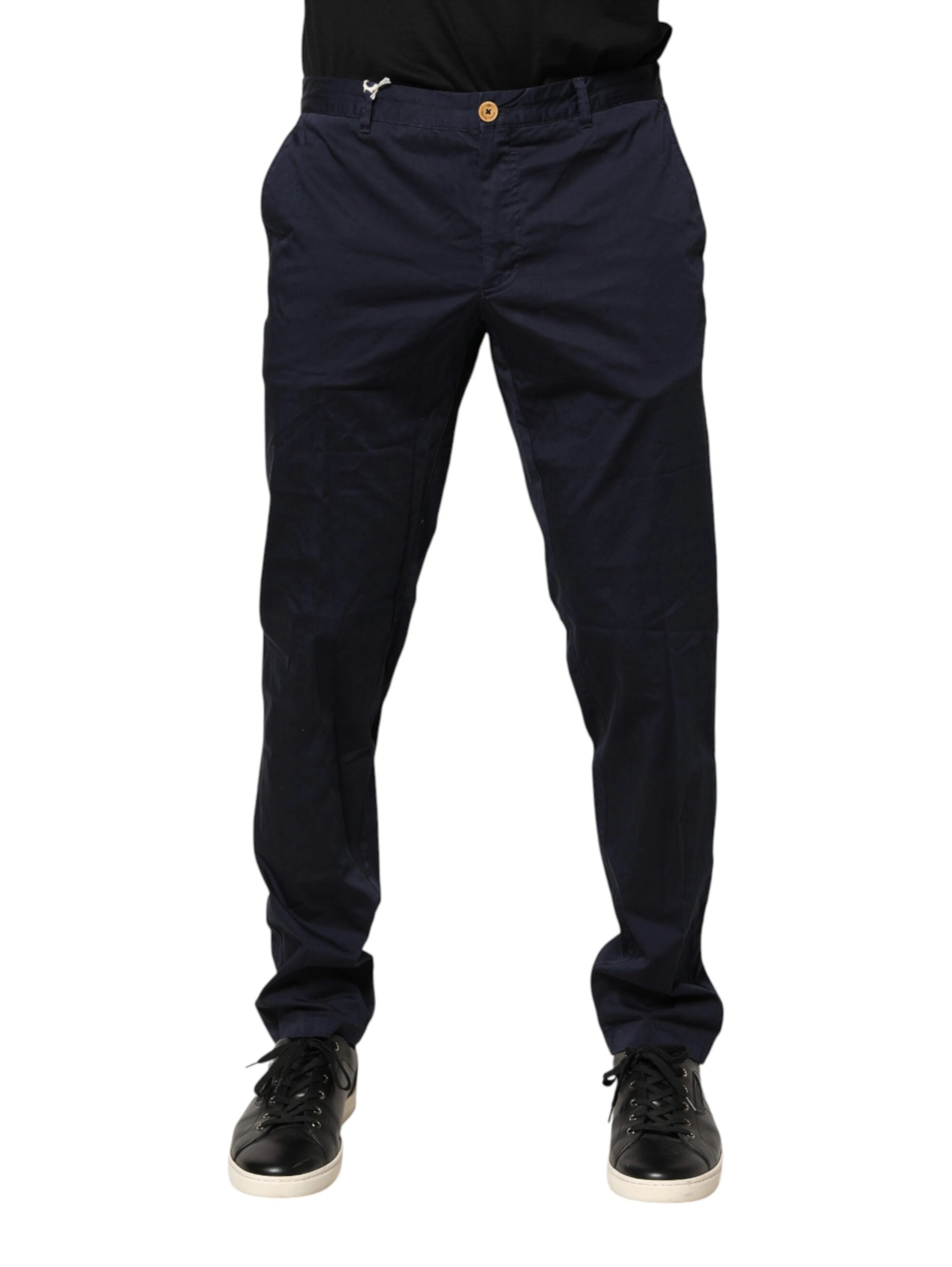 Navy Blue Skinny Chino Mid Waist Men Pants