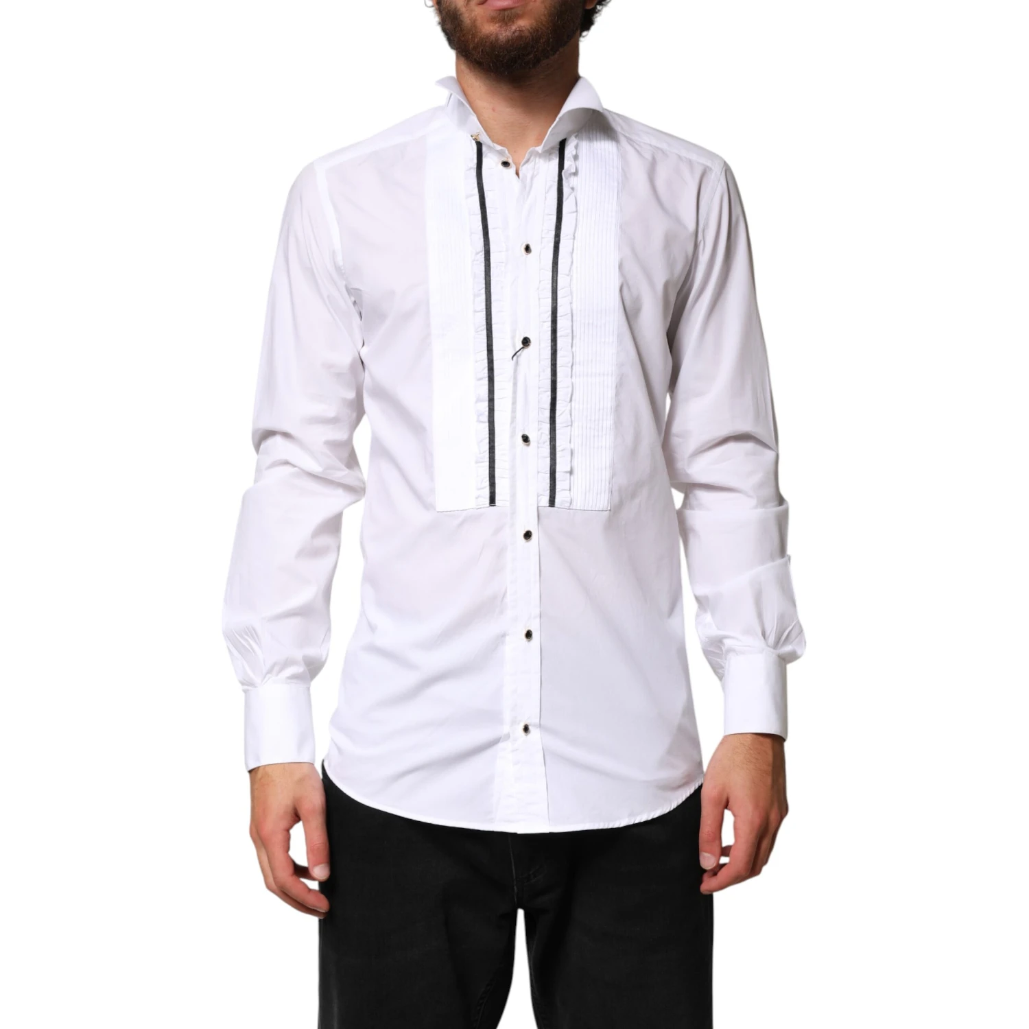 White GOLD Long Sleeves Formal Dress Shirt
