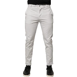 White Cotton Mid Waist Skinny Men Denim Jeans