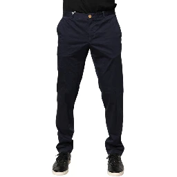 Navy Blue Skinny Chino Mid Waist Men Pants