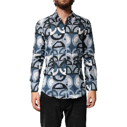 Blue MARTINI Long Sleeves Casual Logo Shirt