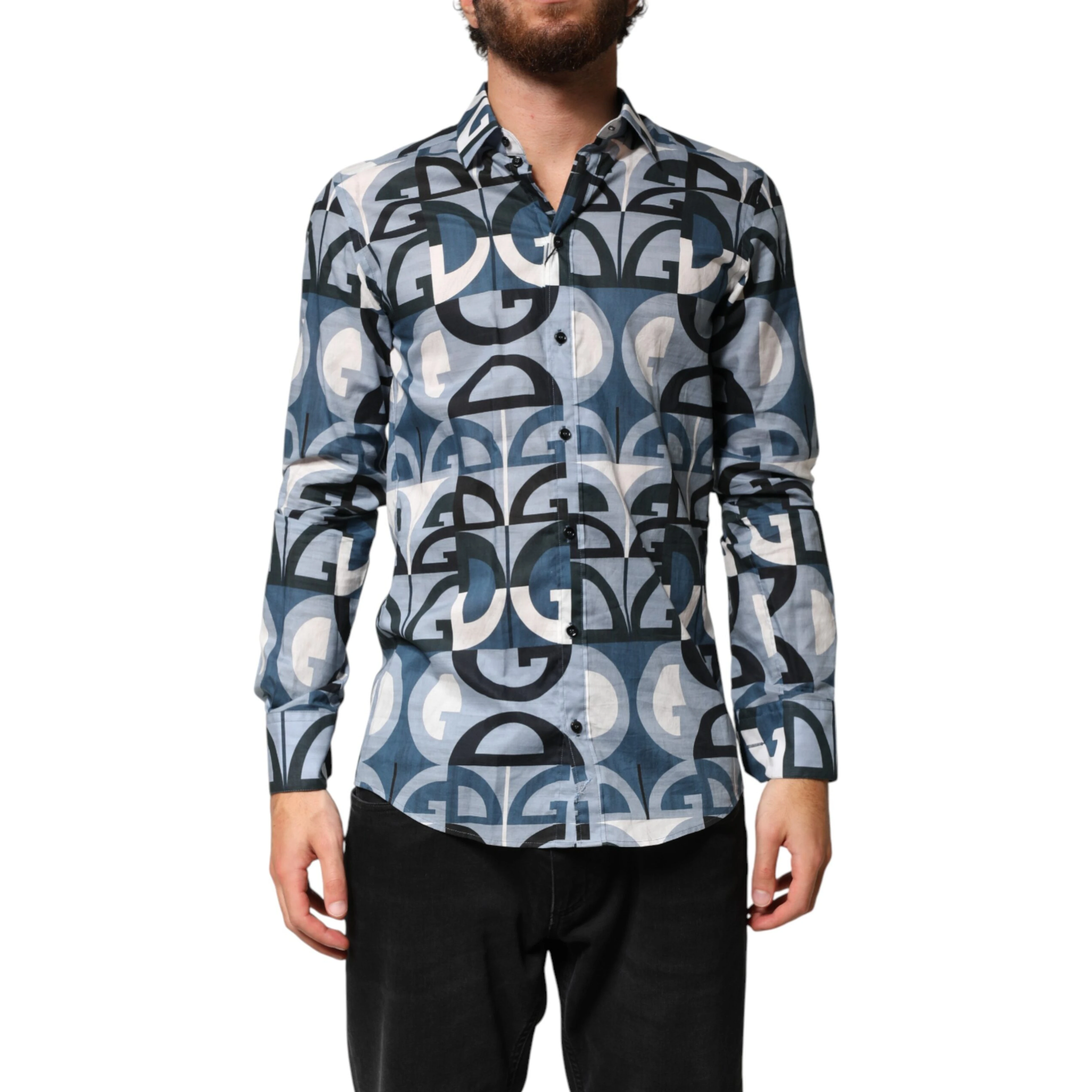 Blue MARTINI Long Sleeves Casual Logo Shirt