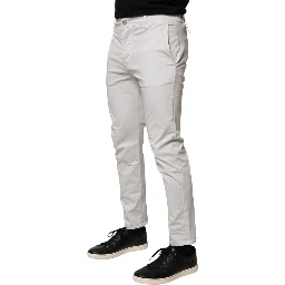 White Cotton Mid Waist Skinny Men Denim Jeans