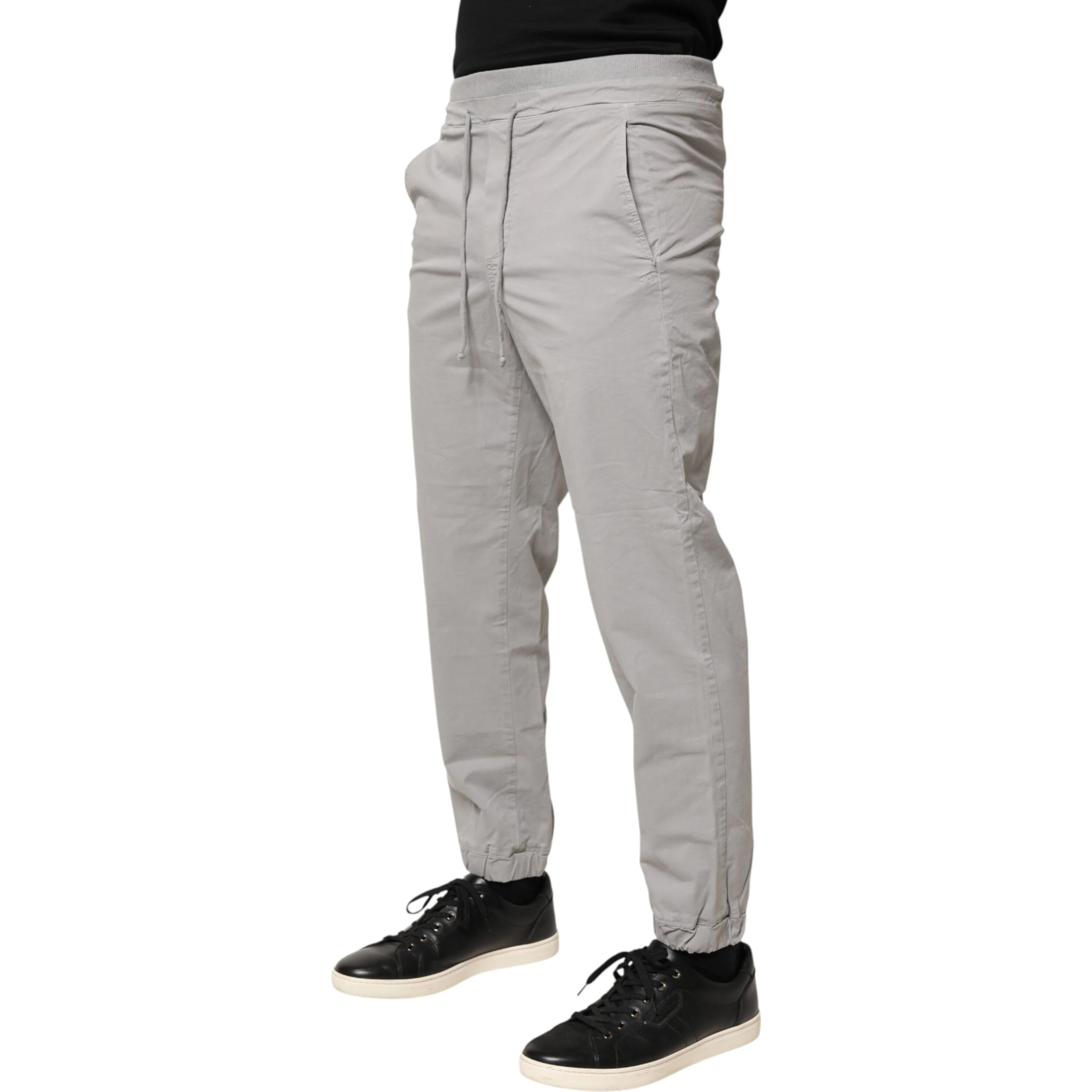 Light Gray Cotton Mid Waist Skinny Men Jogger Trouser Pants