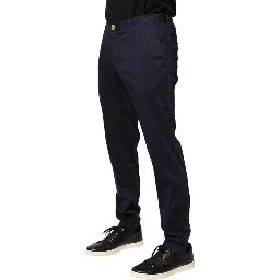 Navy Blue Skinny Chino Mid Waist Men Pants