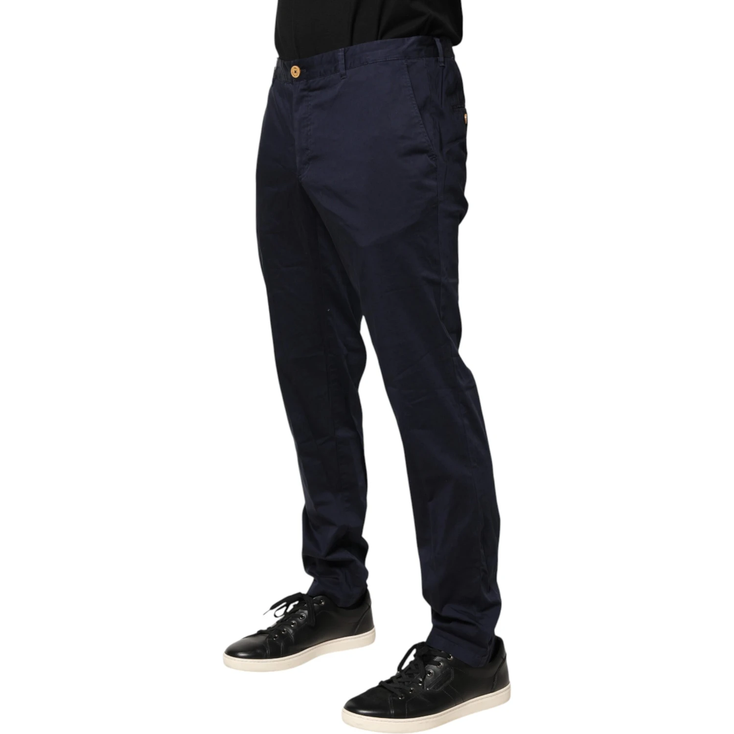 Navy Blue Skinny Chino Mid Waist Men Pants