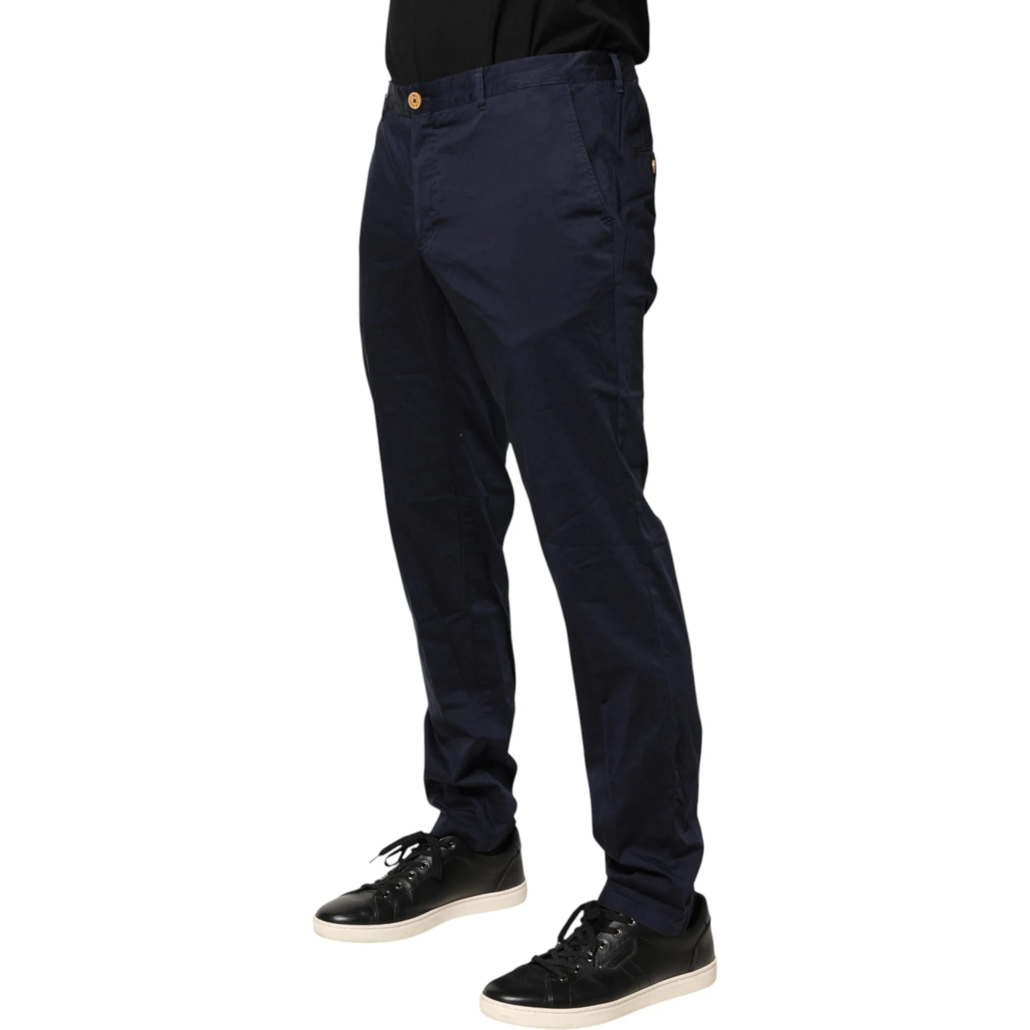 Navy Blue Skinny Chino Mid Waist Men Pants