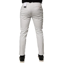 White Cotton Mid Waist Skinny Men Denim Jeans