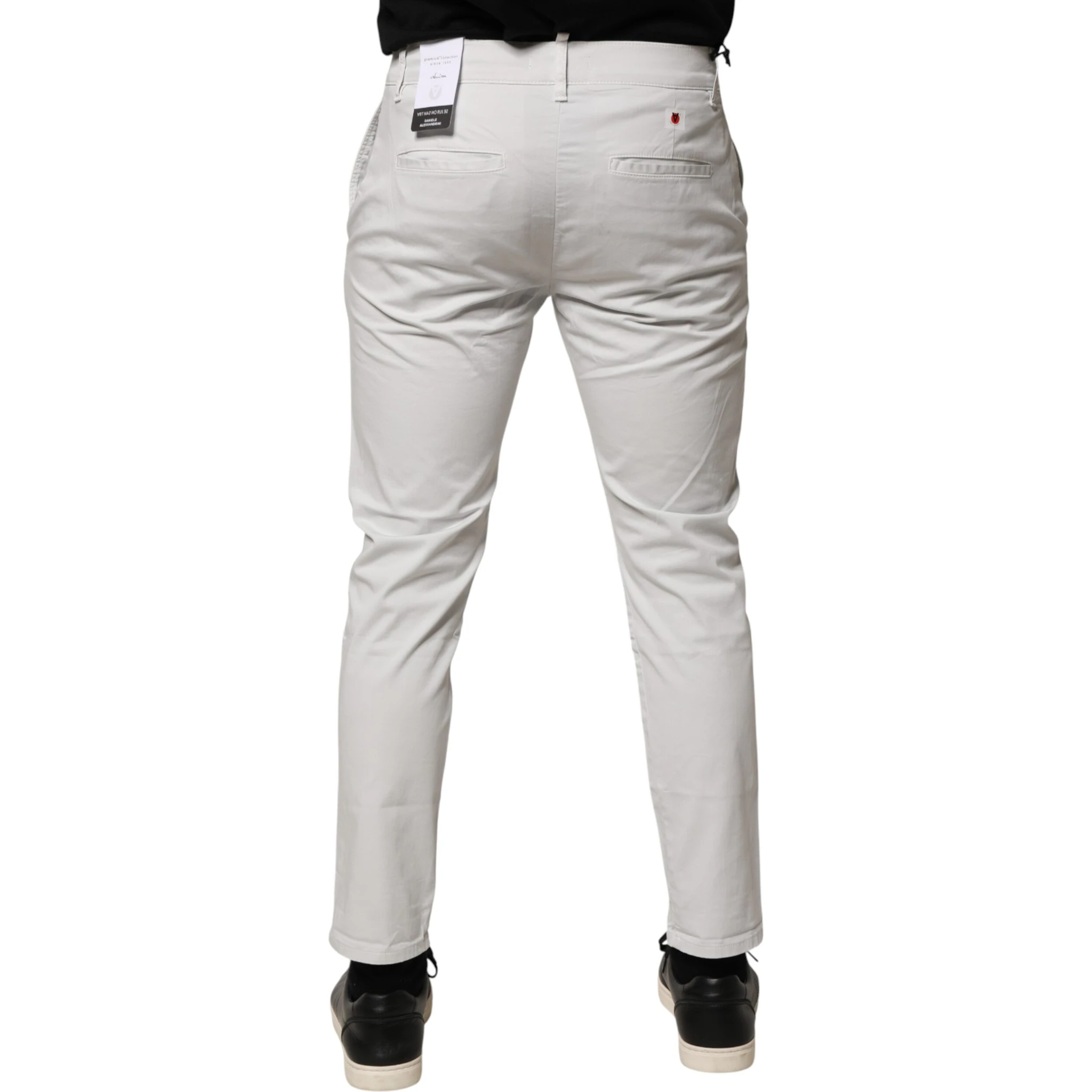 White Cotton Mid Waist Skinny Men Denim Jeans