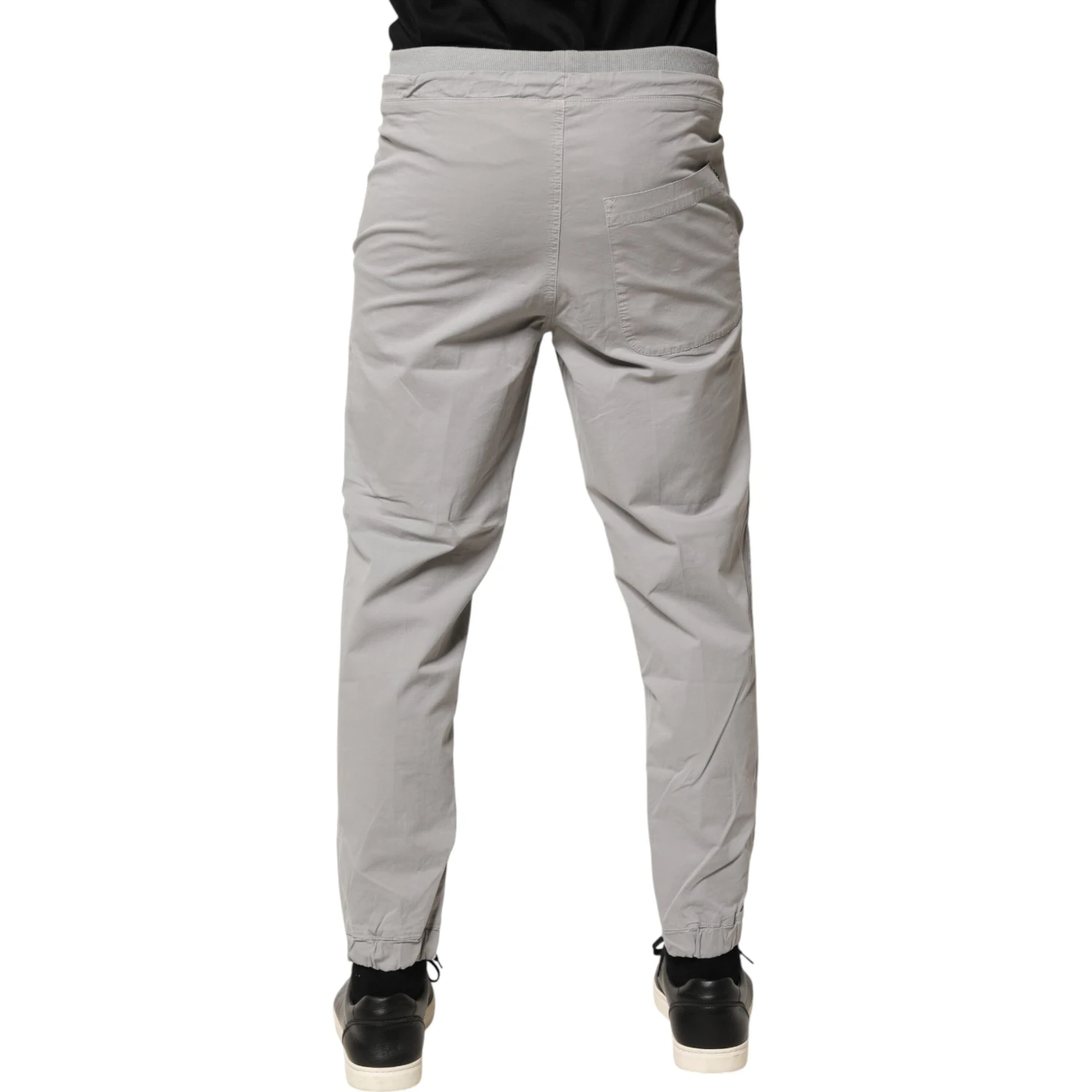 Light Gray Cotton Mid Waist Skinny Men Jogger Trouser Pants