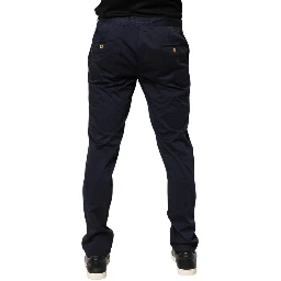 Navy Blue Skinny Chino Mid Waist Men Pants