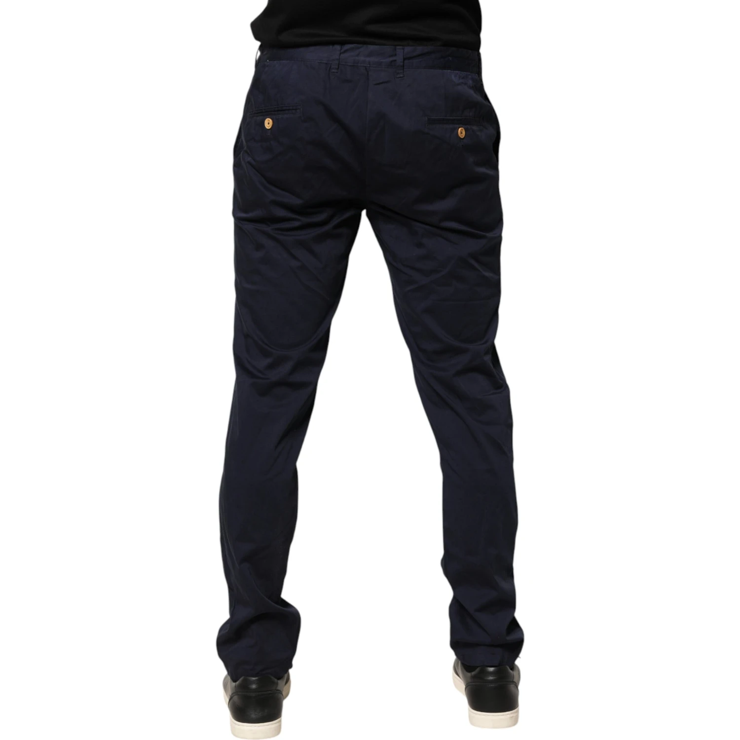 Navy Blue Skinny Chino Mid Waist Men Pants