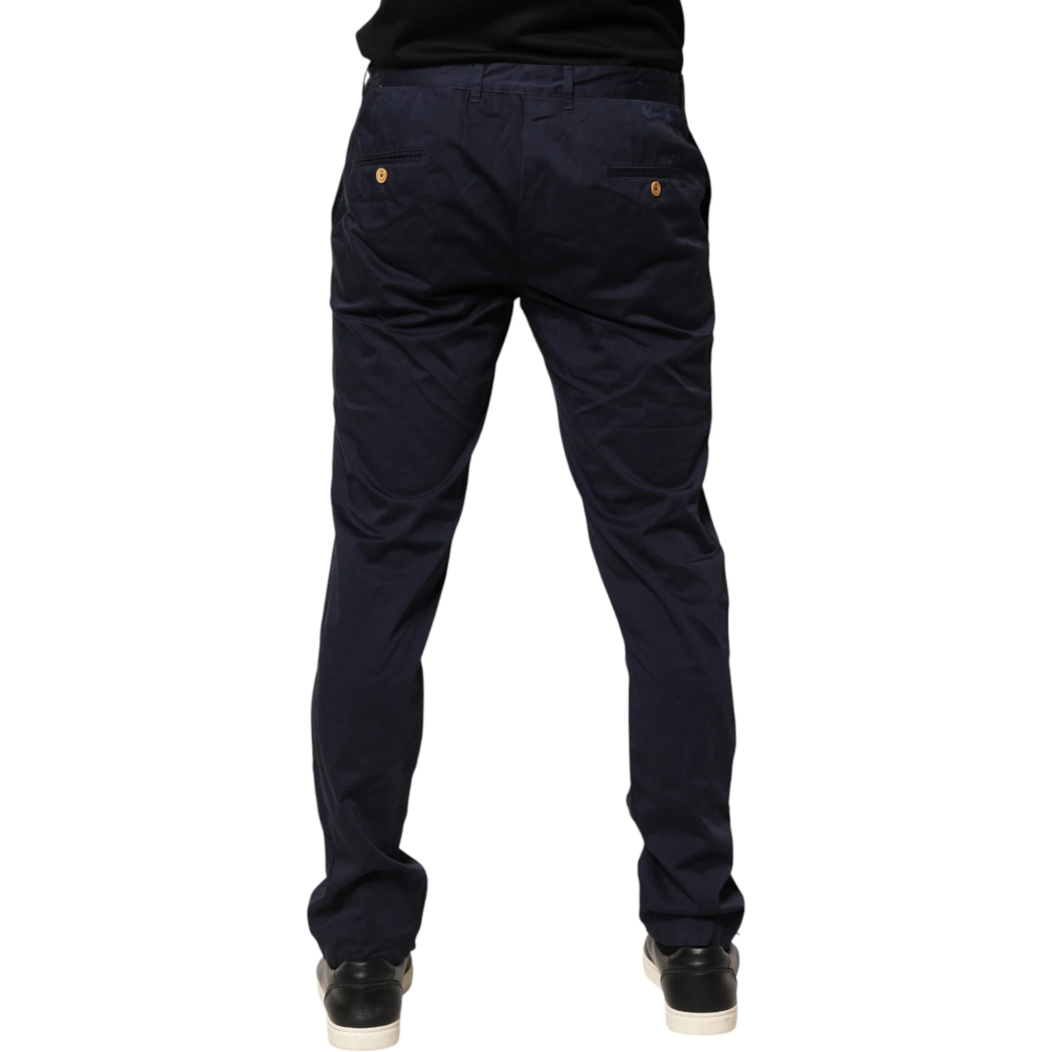 Navy Blue Skinny Chino Mid Waist Men Pants