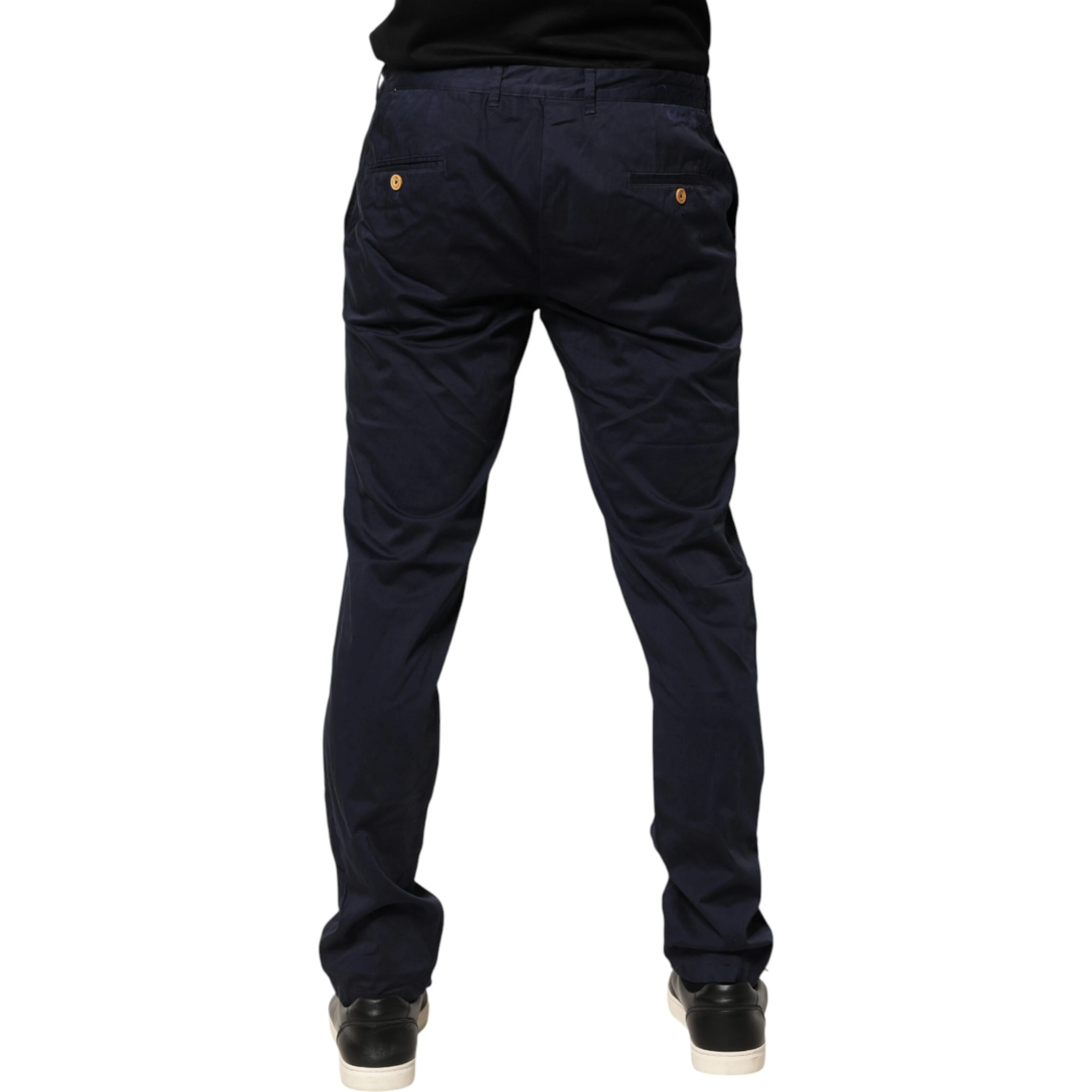 Navy Blue Skinny Chino Mid Waist Men Pants