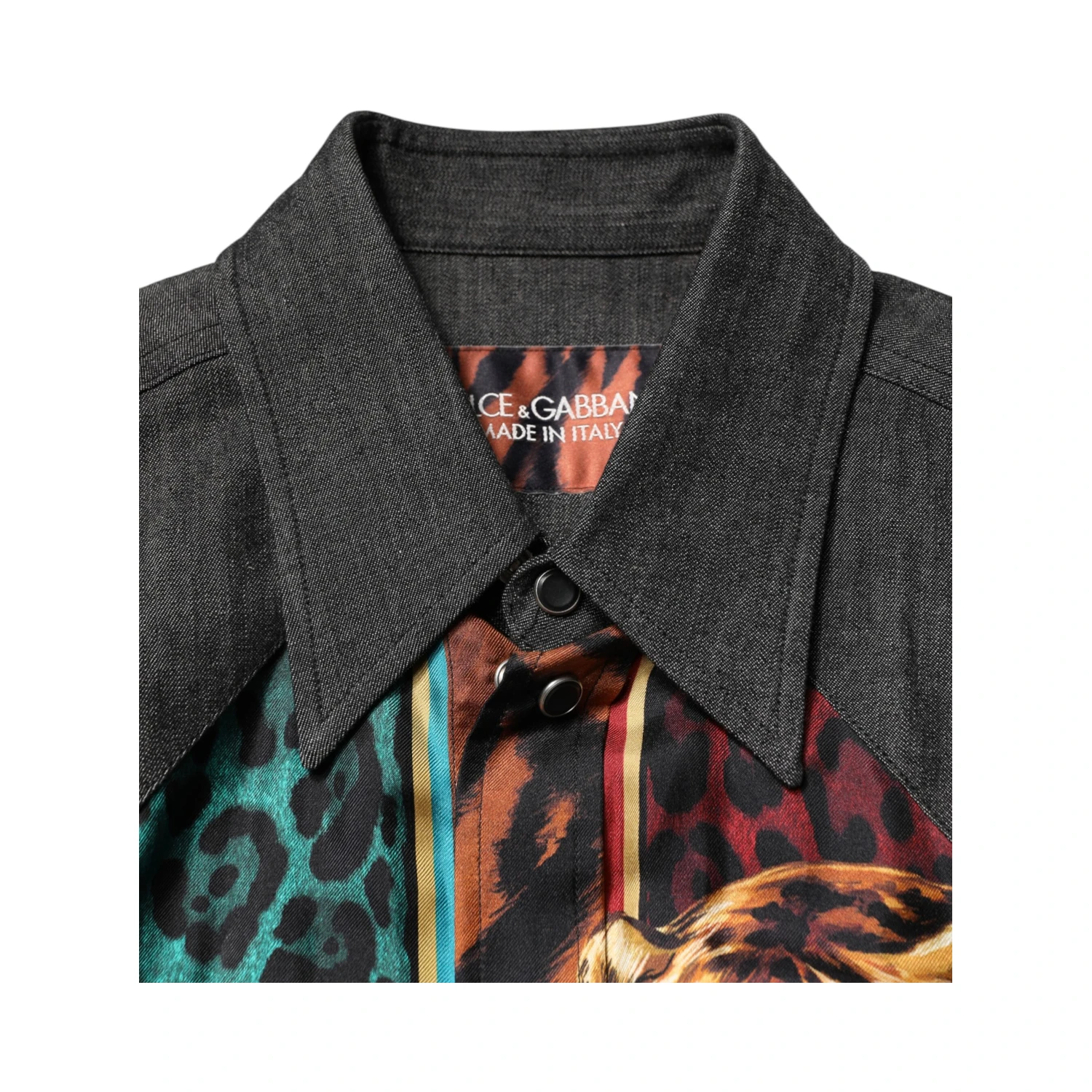 Multicolor Tiger Leopard Print Silk Men Shirt