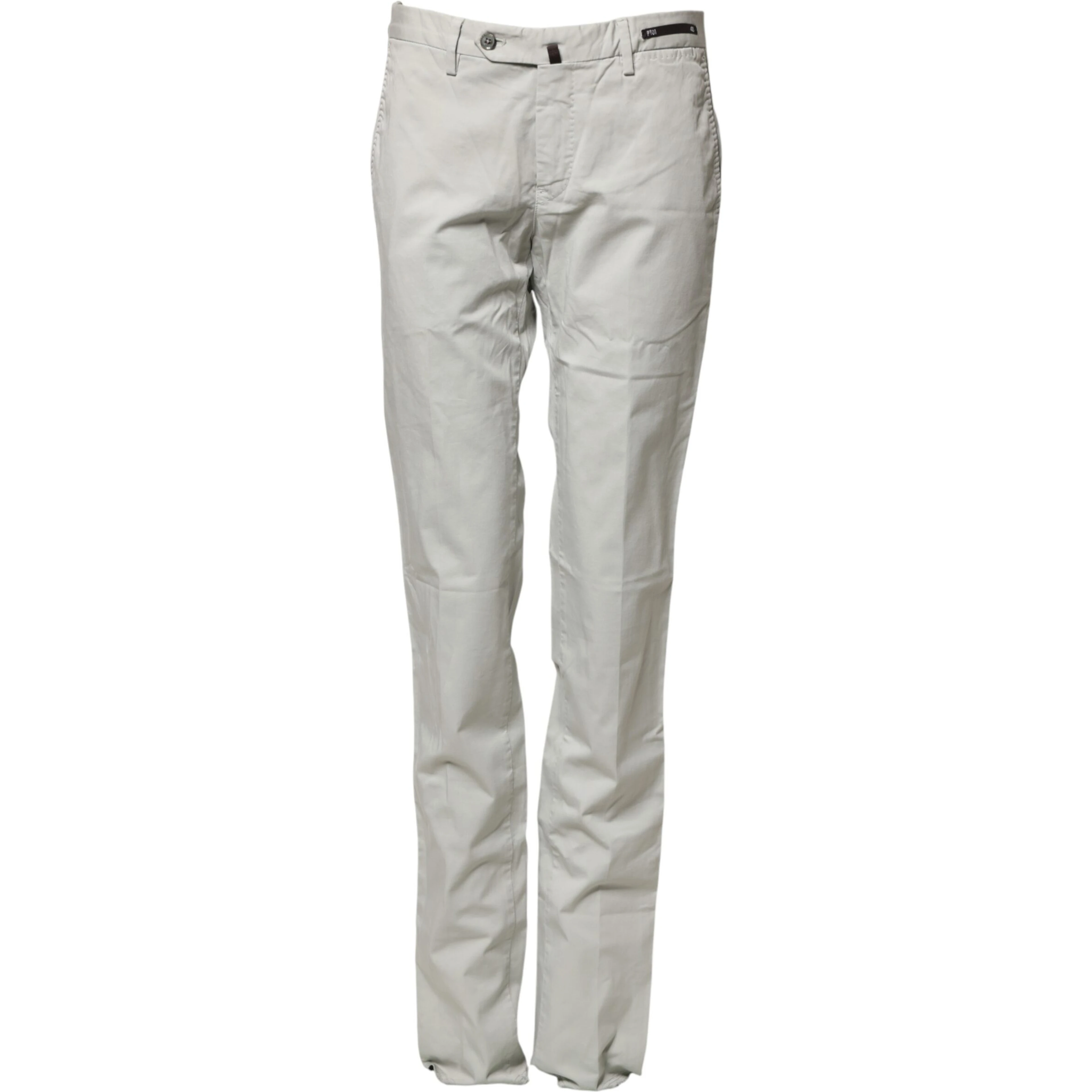 Light Gray Mid Waist Men Straight Chino Trouser Pants