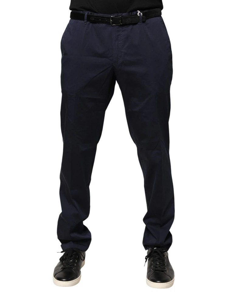 Navy Blue Skinny Chino Mid Waist Men Pants