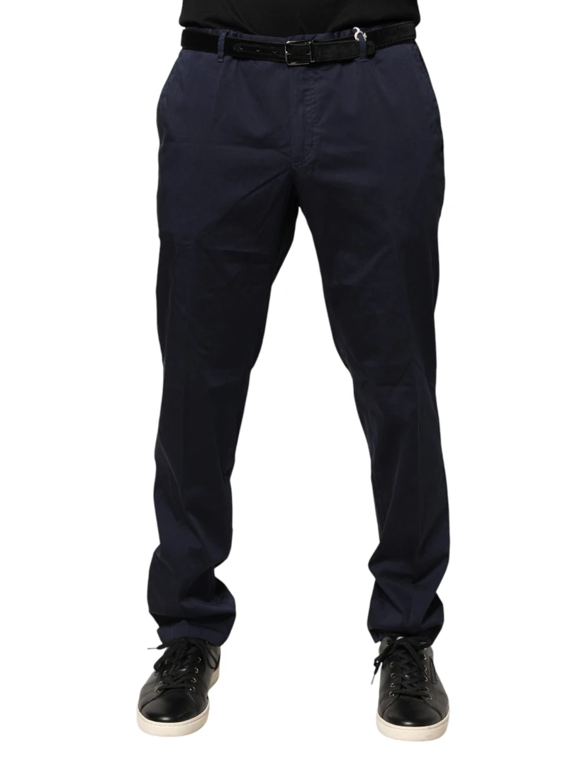 Navy Blue Skinny Chino Mid Waist Men Pants