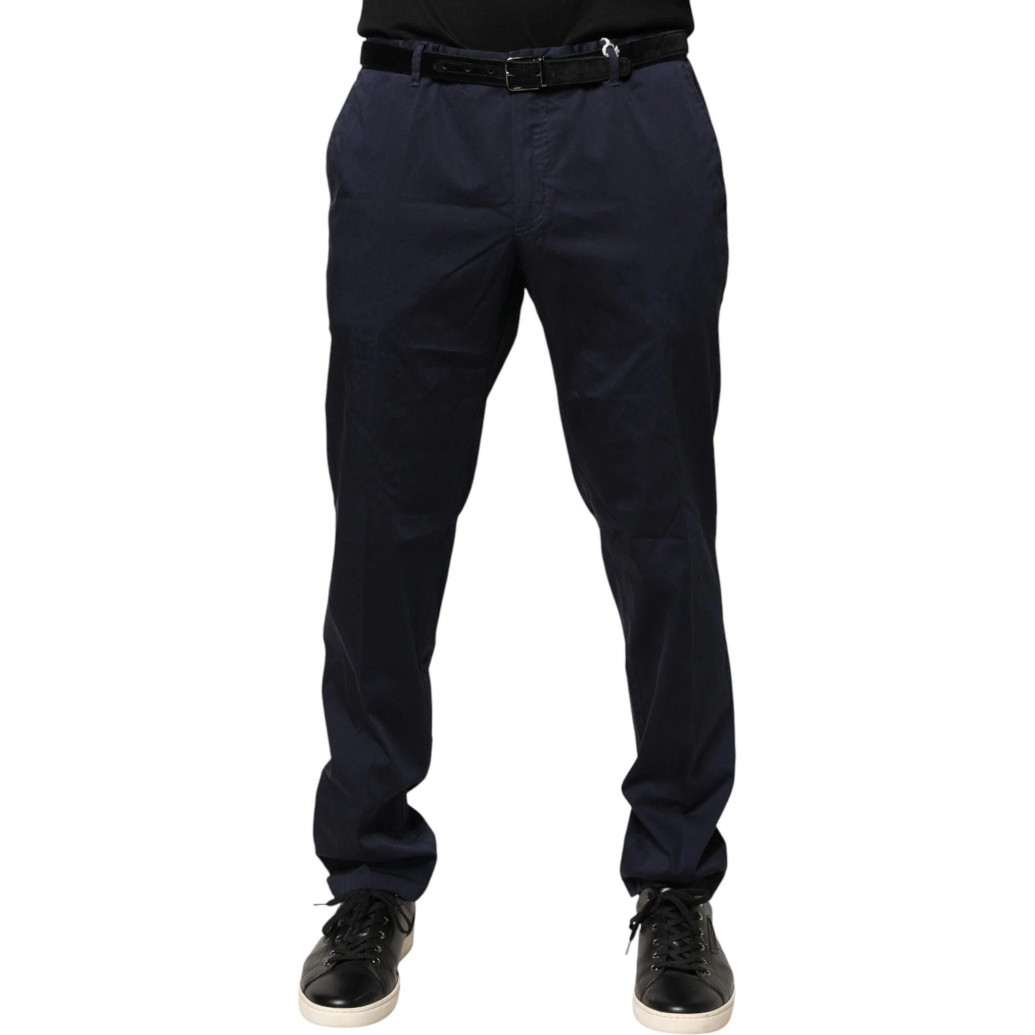 Navy Blue Skinny Chino Mid Waist Men Pants