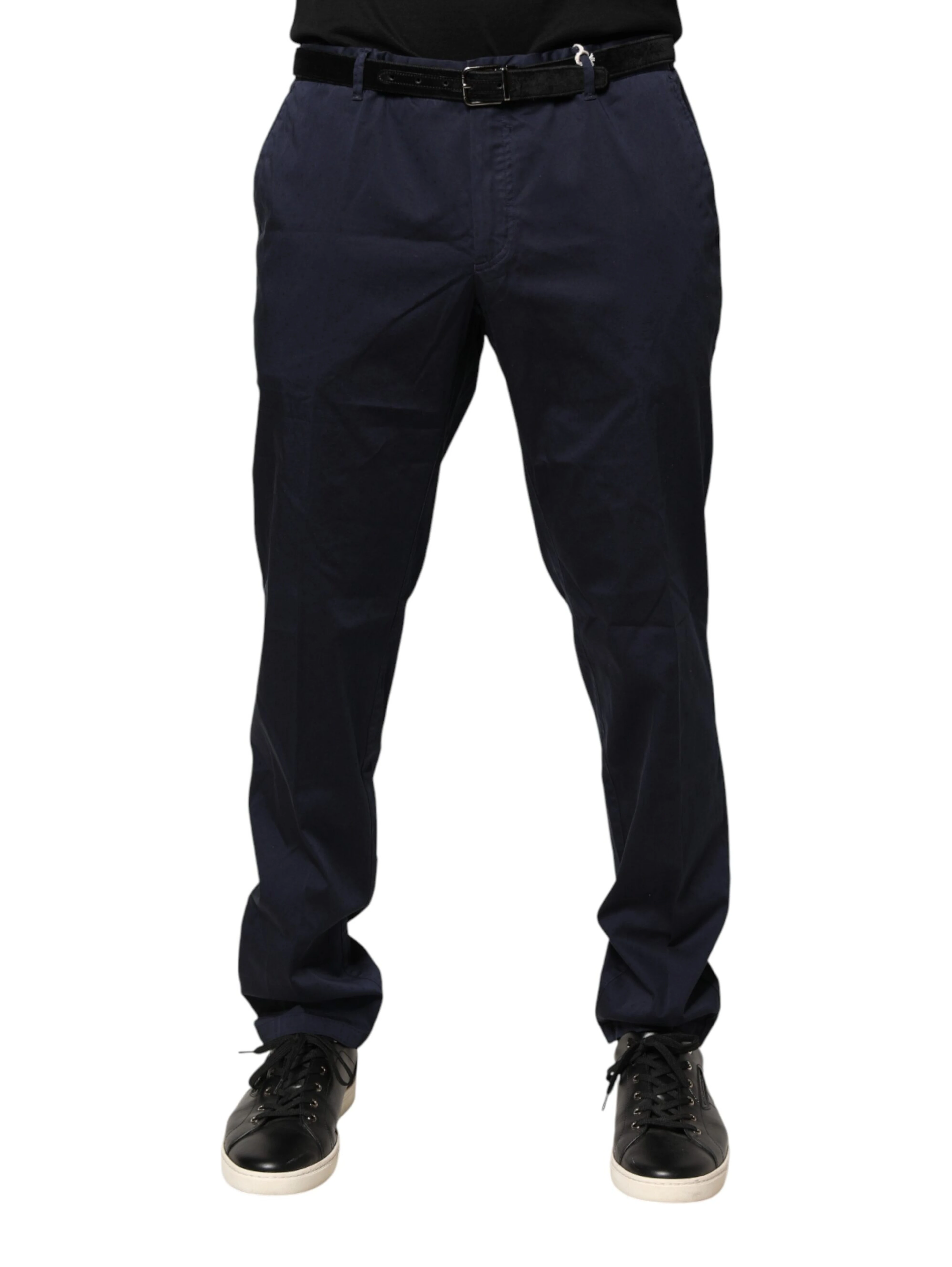 Navy Blue Skinny Chino Mid Waist Men Pants