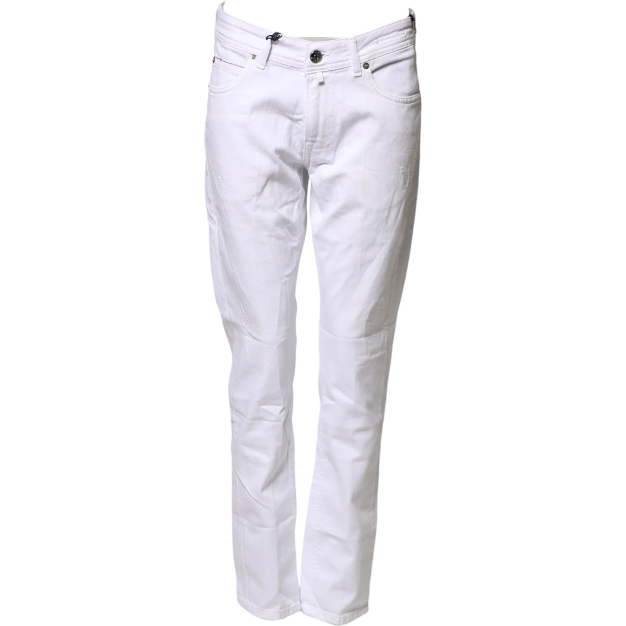White Cotton Straight Fit Men Denim Trouser Jeans