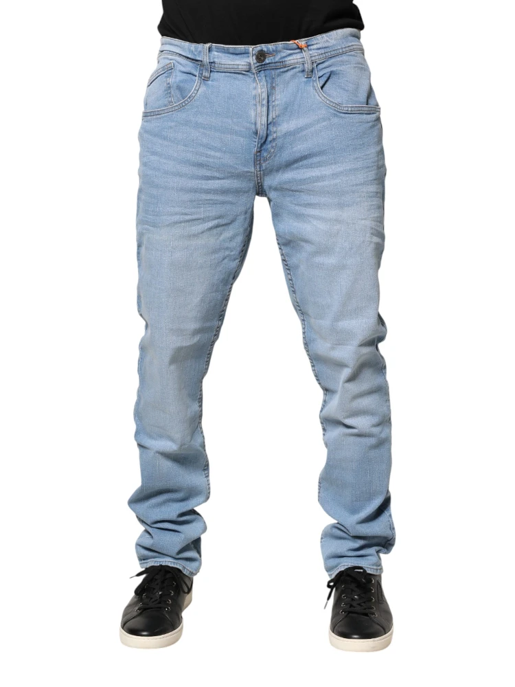 Light Blue Twister Mid Waist Skinny Fit Men Denim Jeans