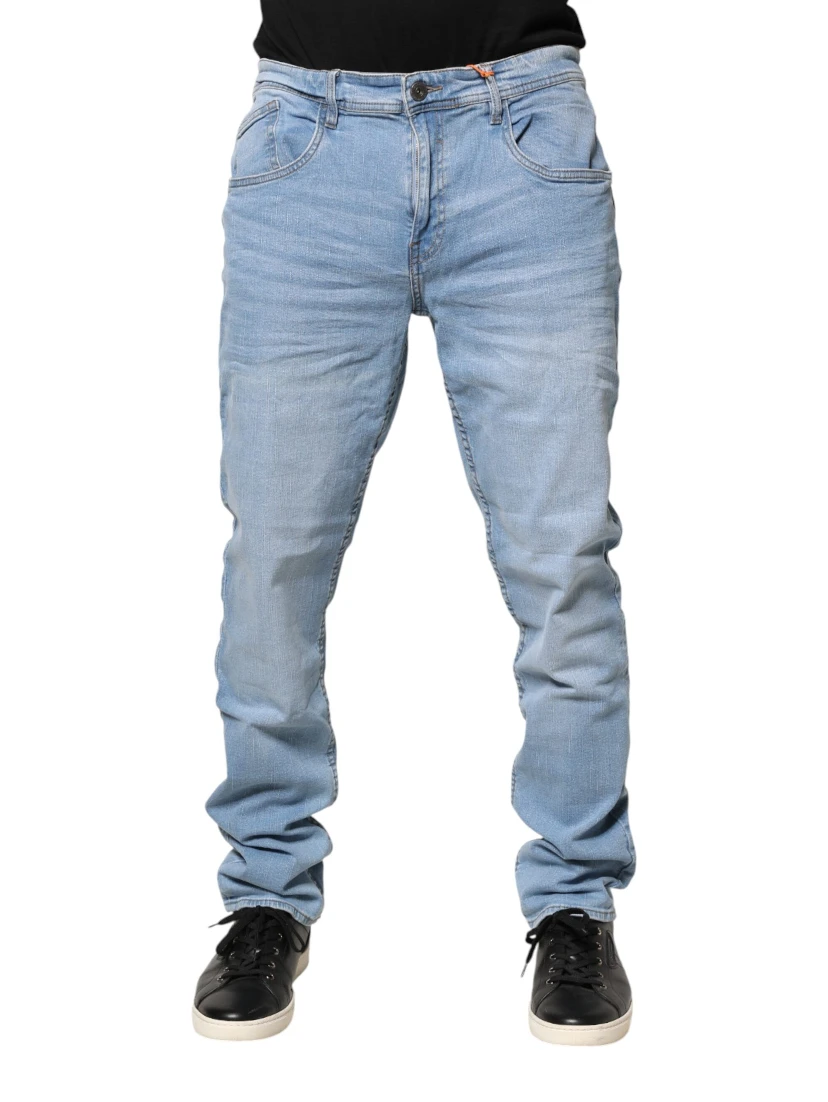 Light Blue Twister Mid Waist Skinny Fit Men Denim Jeans